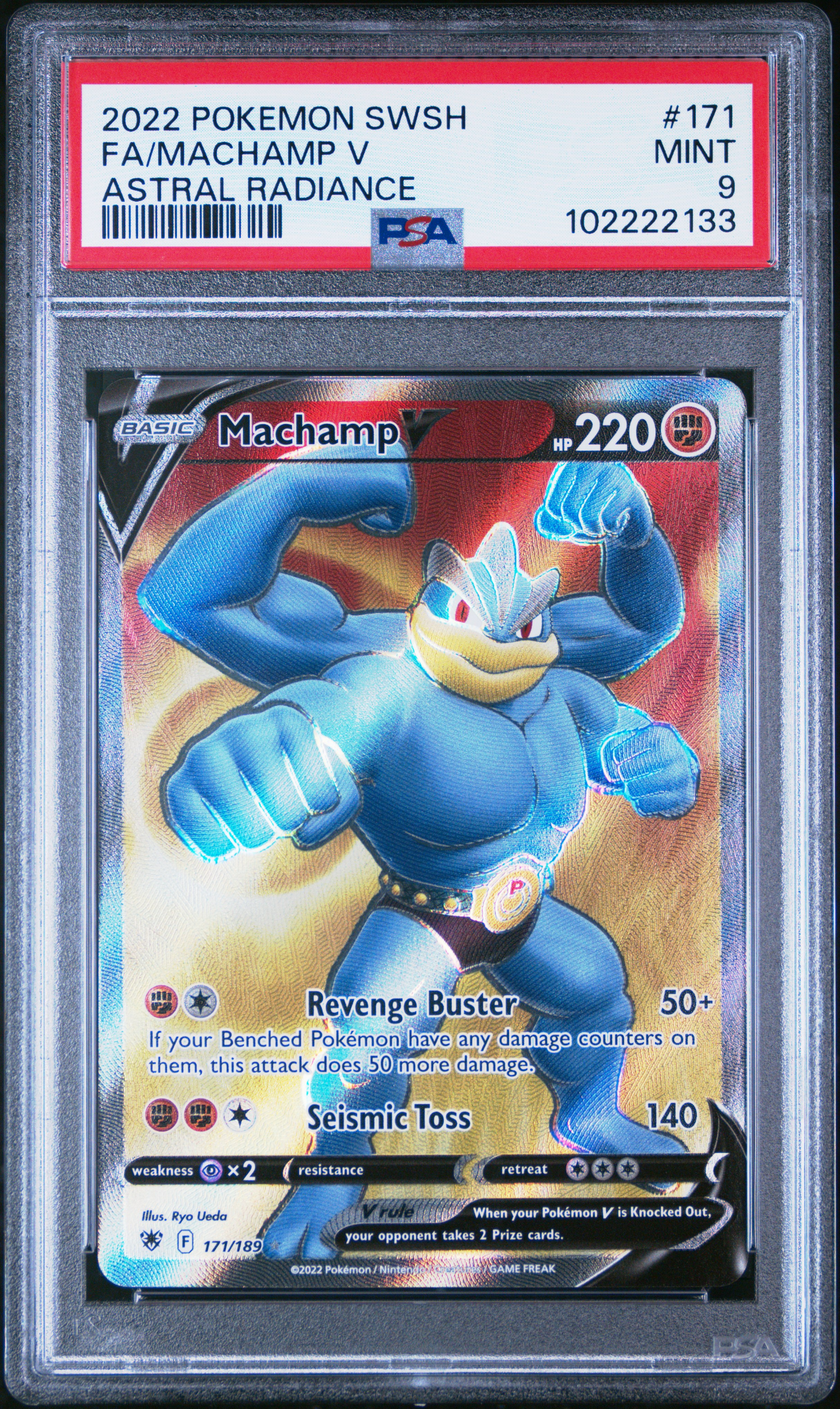 2022 Pokemon Sword & Shield Astral Radiance Fa/Machamp V #171 (Astral Radiance) Mint 9 front