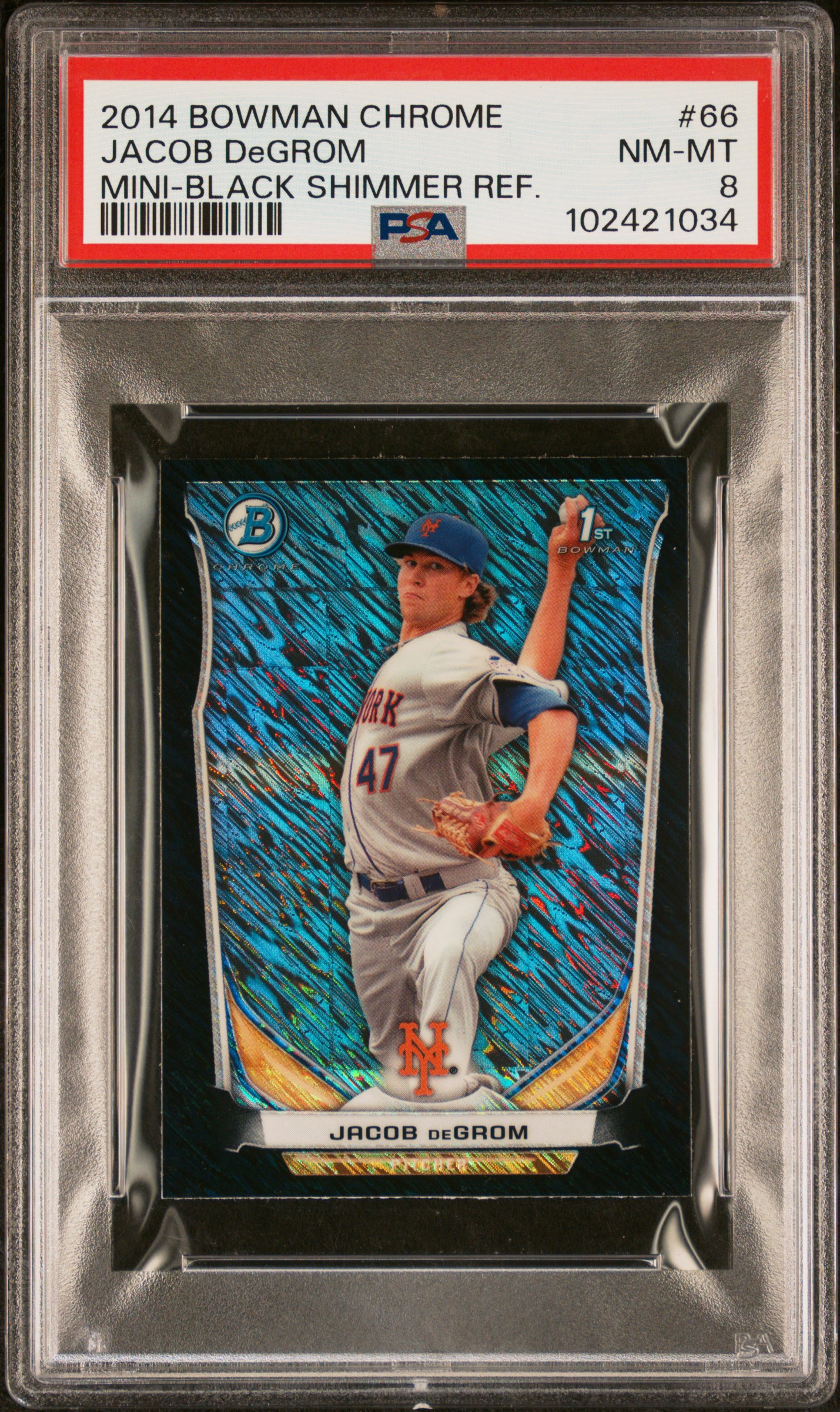 2014 Bowman Chrome Mini Jacob Degrom #66 (Mini-Black Shimmer Ref.) Nm-Mt 8 front