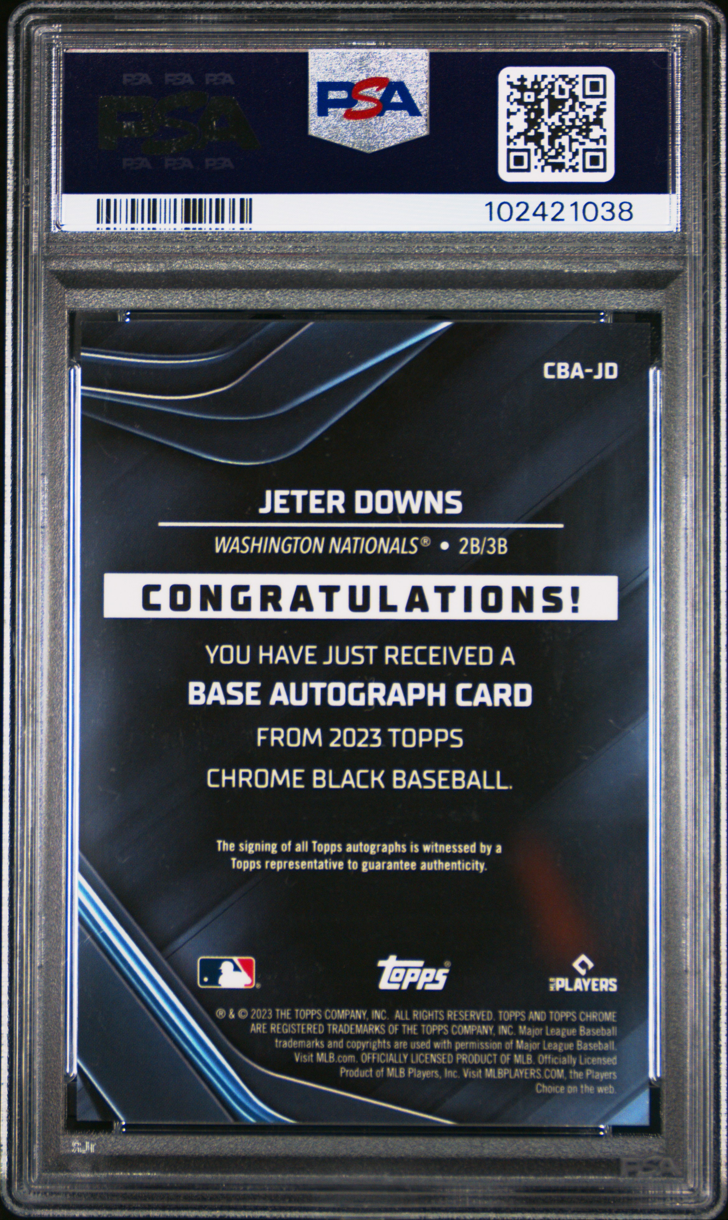 2023 Topps Chrome Black Autographs Jeter Downs #Jd Mint 9 back