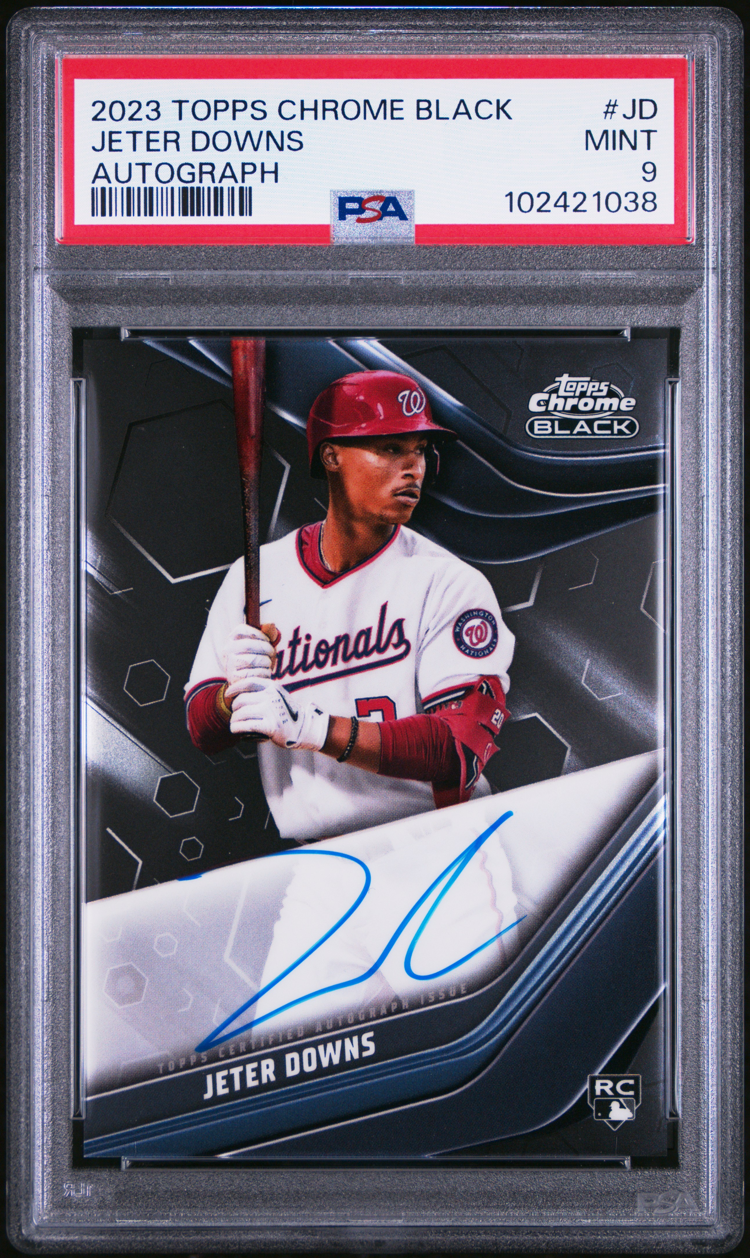 2023 Topps Chrome Black Autographs Jeter Downs #Jd Mint 9 front