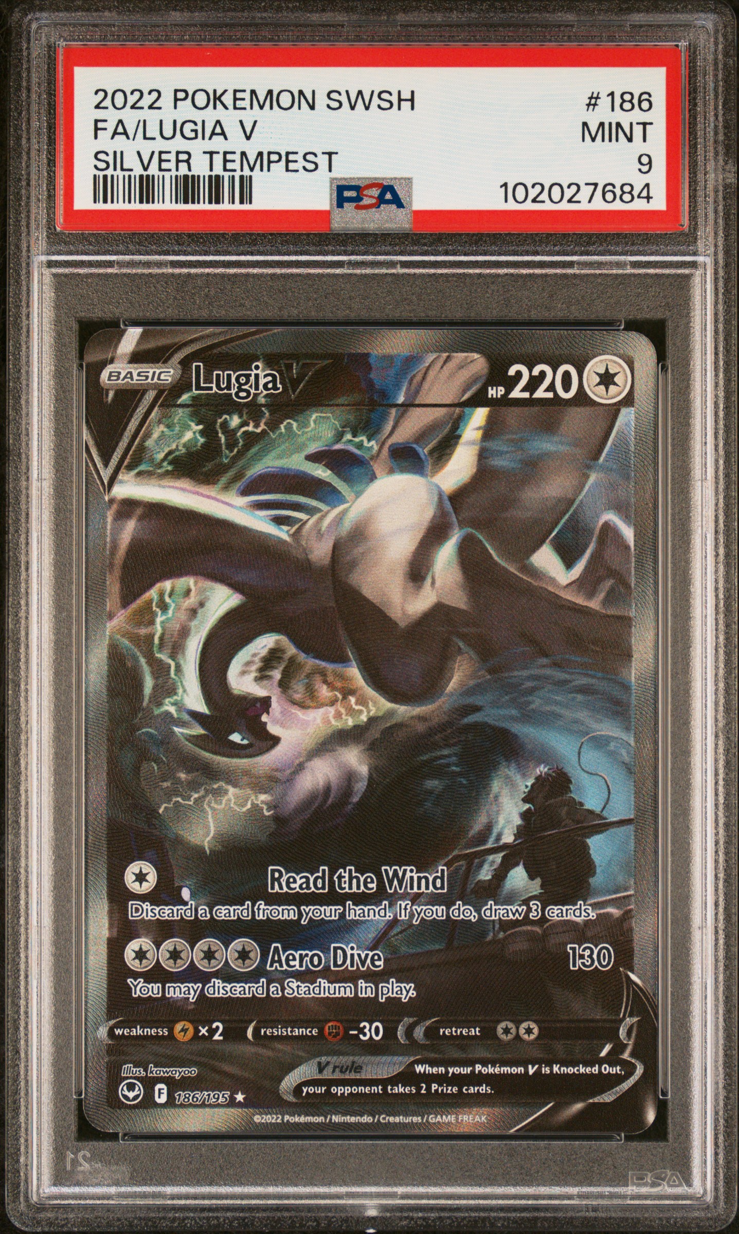 2022 Pokemon Sword & Shield Silver Tempest Fa/Lugia V #186 (Silver Tempest) Mint 9 front