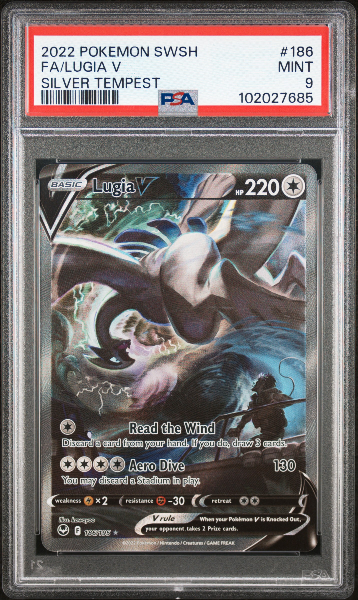2022 Pokemon Sword & Shield Silver Tempest Fa/Lugia V #186 (Silver Tempest) Mint 9 front