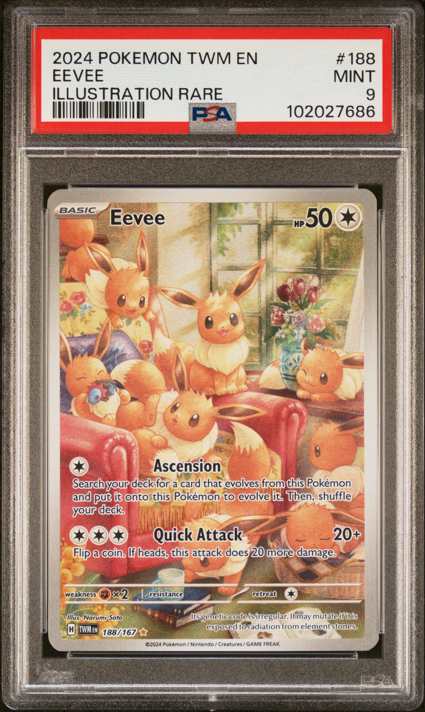 2024 Pokemon Twm En-Twilight Masquerade Eevee #188 (Illustration Rare) Mint 9 front