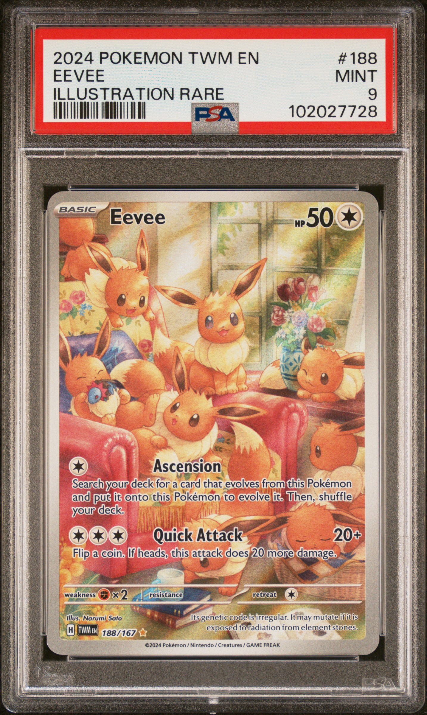 2024 Pokemon Twm En-Twilight Masquerade Eevee #188 (Illustration Rare) Mint 9 front