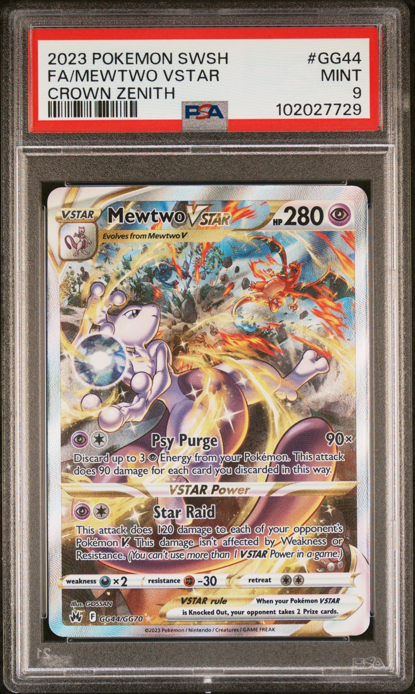 2023 Pokemon Sword And Shield Crown Zenith Fa/Mewtwo Vstar #Gg44 (Crown Zenith) Mint 9 front
