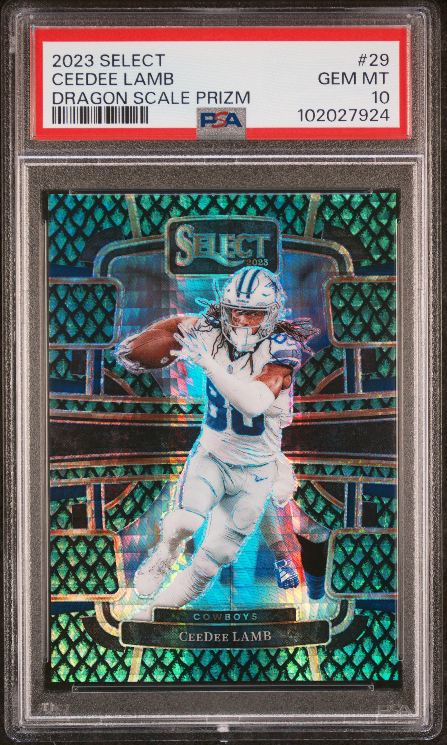 2023 Panini Select Ceedee Lamb #29 (Dragon Scale Prizm) Gem Mt 10 front