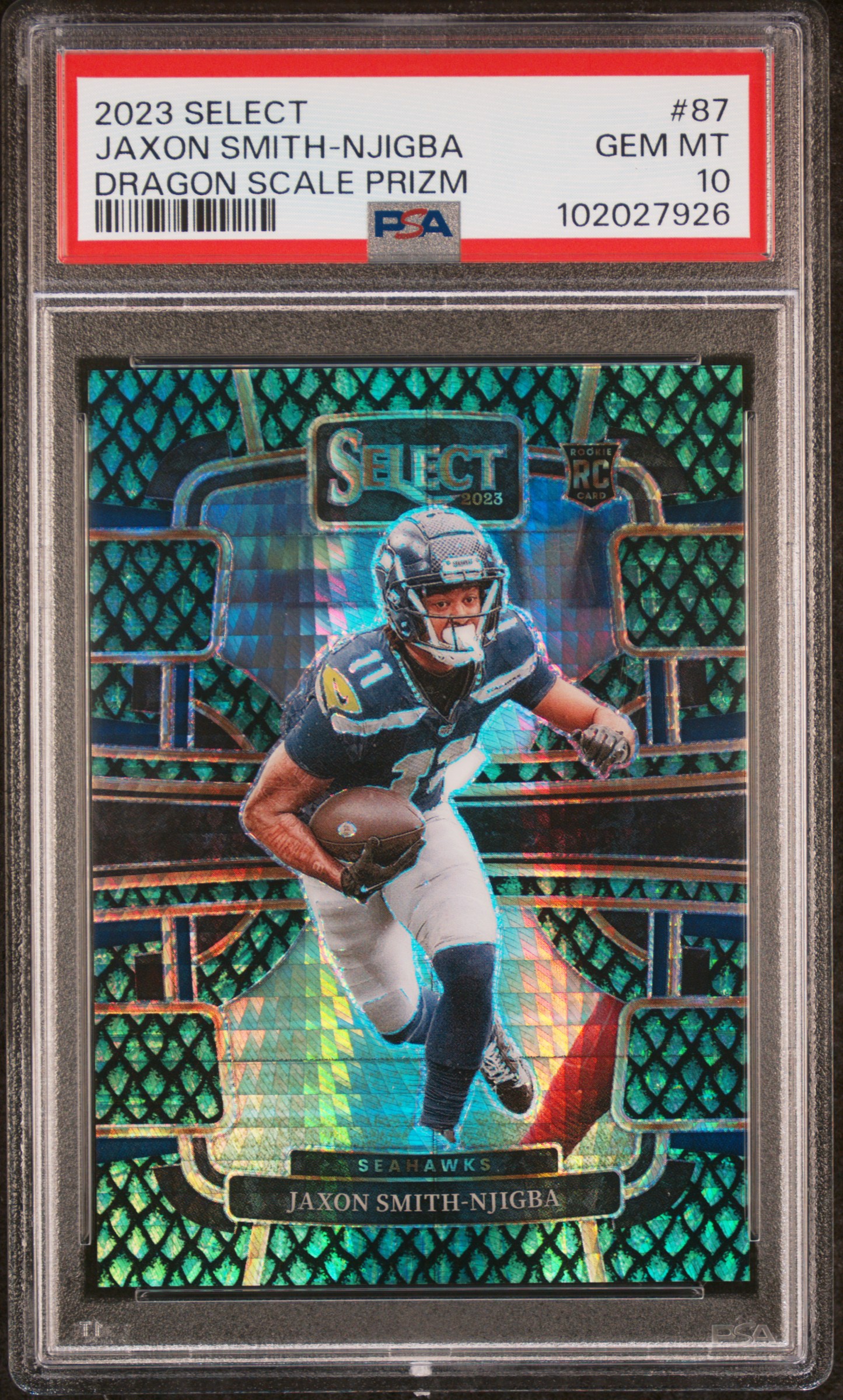 2023 Panini Select Jaxon Smith-Njigba #87 (Dragon Scale Prizm) Gem Mt 10 front