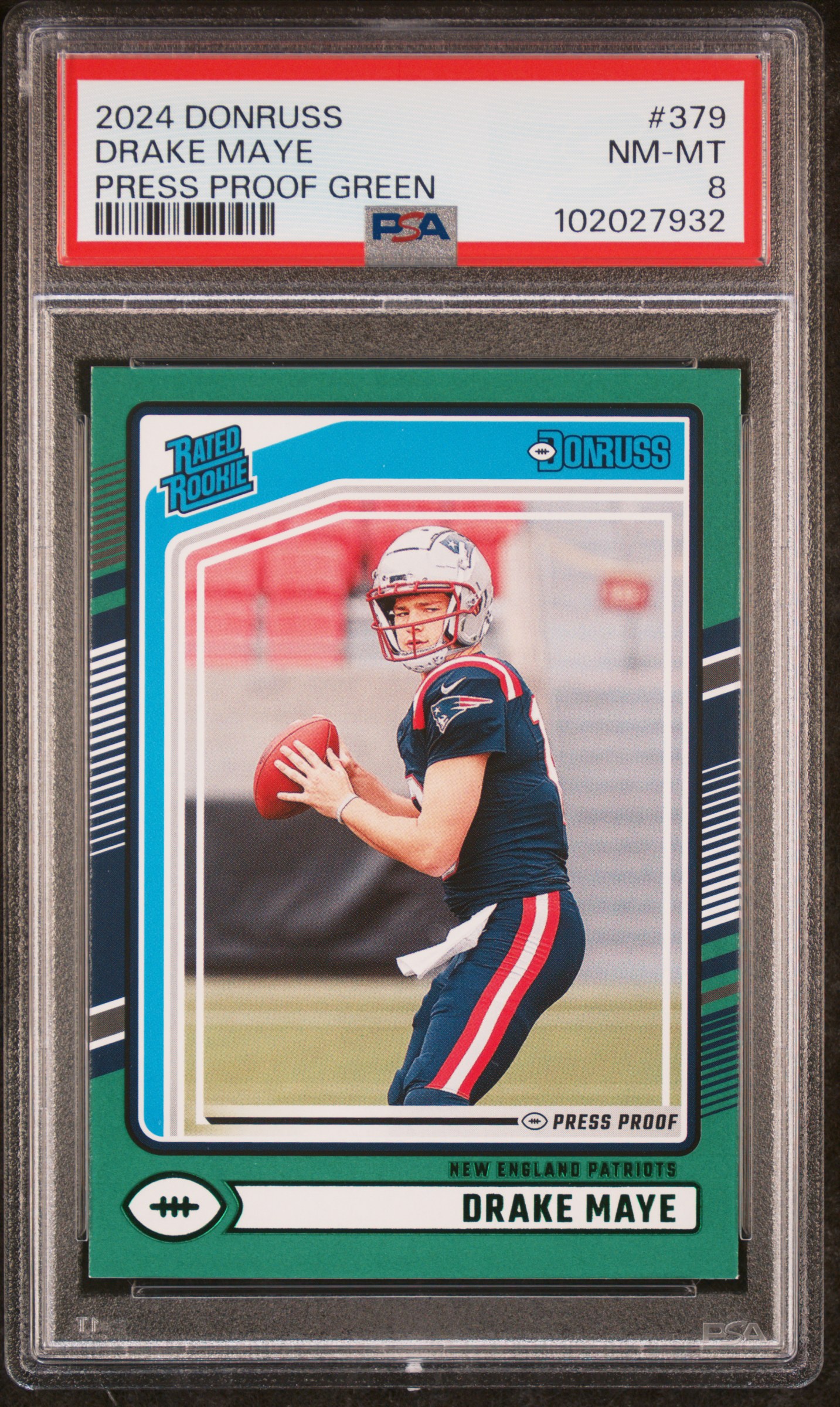 2024 Panini Donruss Drake Maye #379 (Press Proof Green) Nm-Mt 8 front