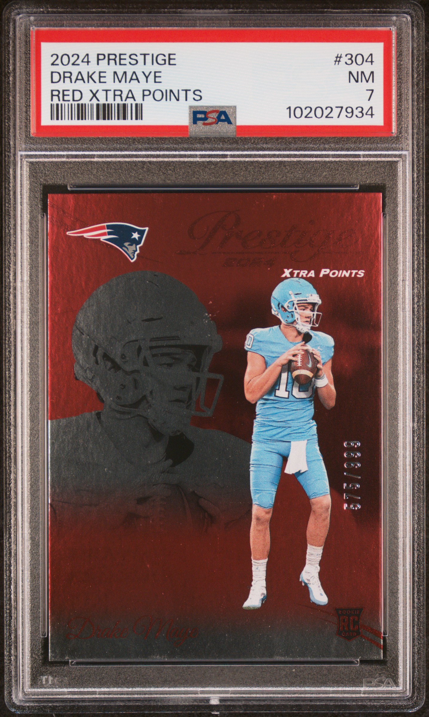 2024 Panini Prestige Drake Maye #304 (Red Xtra Points) Nm 7 front