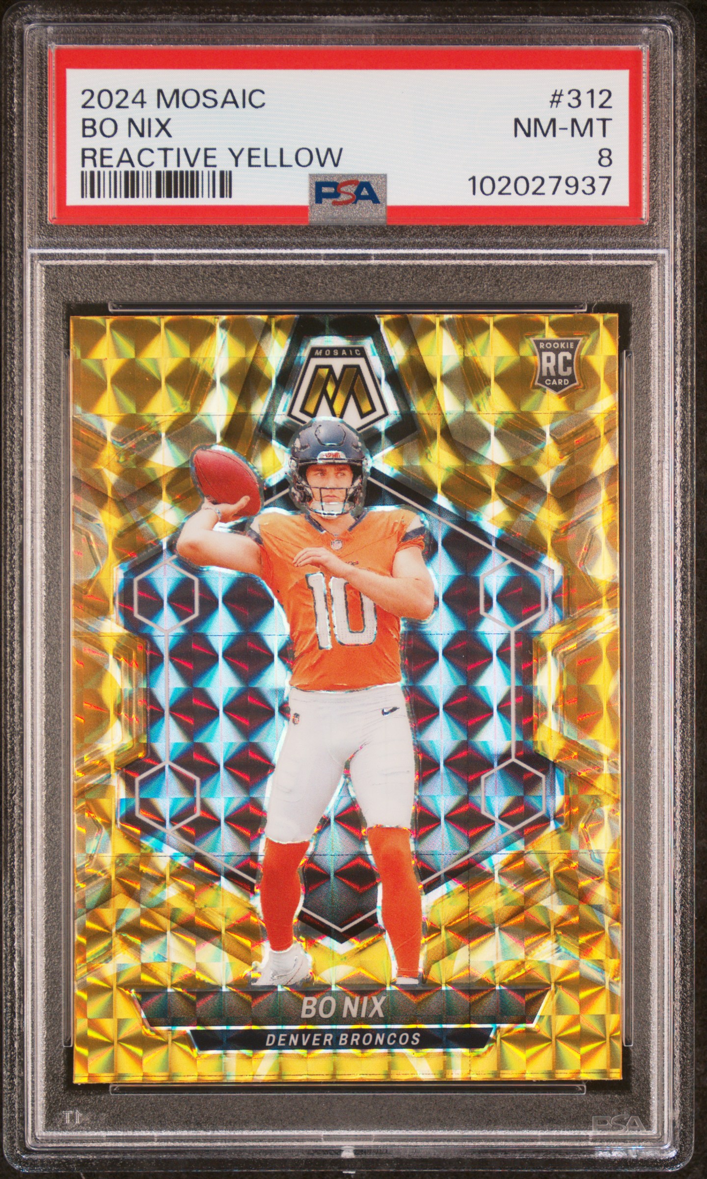 2024 Panini Mosaic Bo Nix #312 (Reactive Yellow) Nm-Mt 8 front