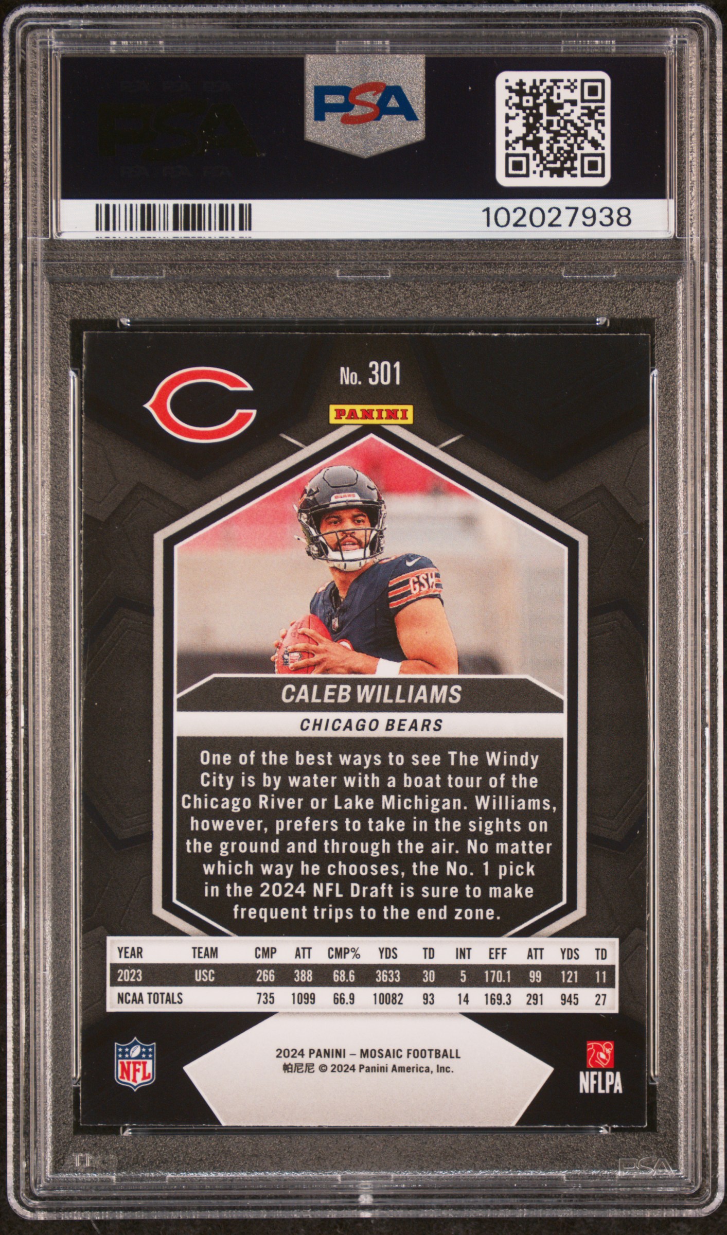 2024 Panini Mosaic Caleb Williams #301 Mint 9 back