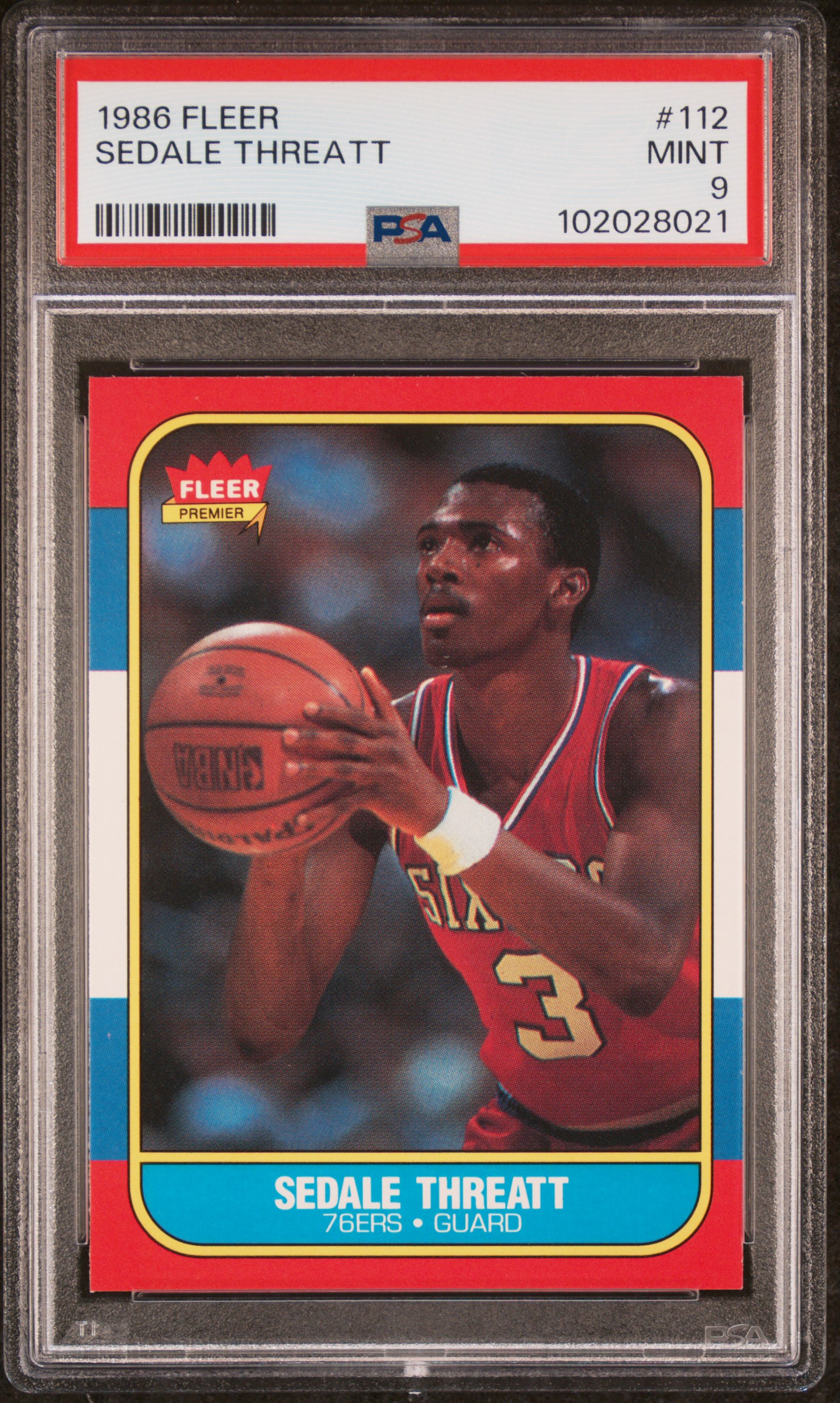 1986 Fleer Sedale Threatt #112 Mint 9 front