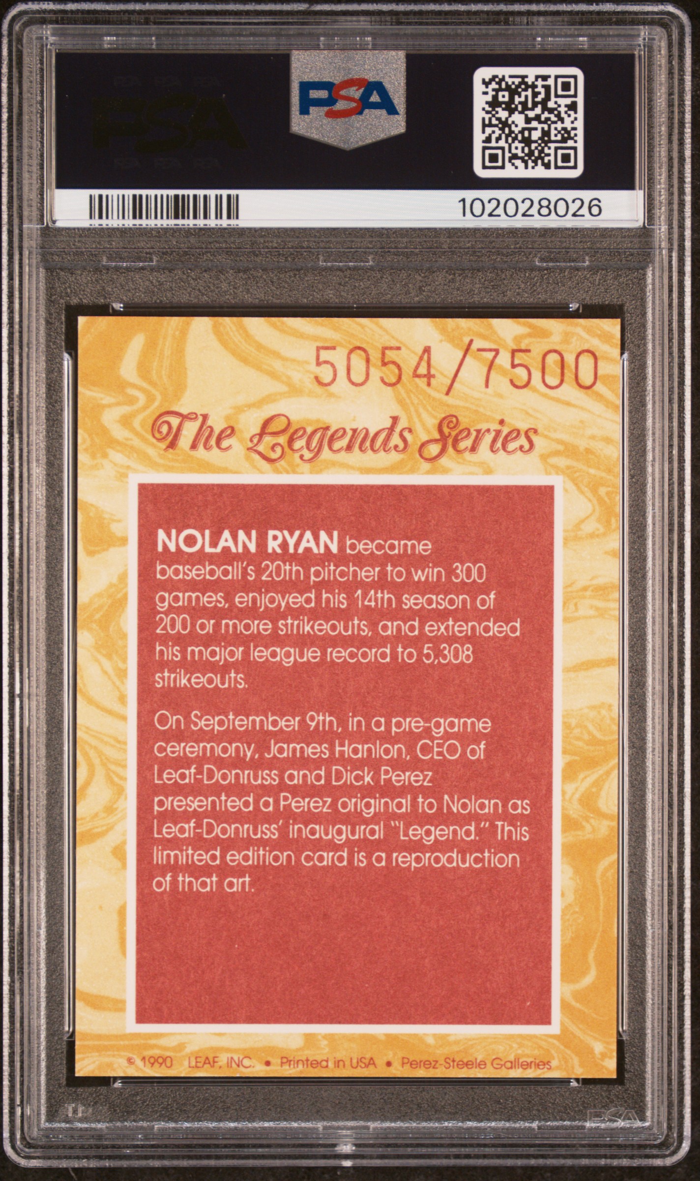1991 Donruss Elite Nolan Ryan (The Legends Series) Nm-Mt 8 back