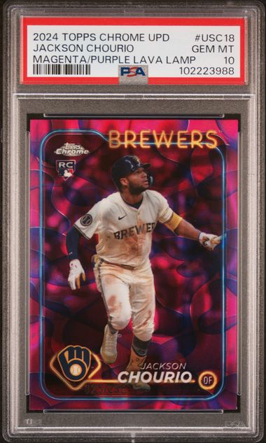 2024 Topps Chrome Update Jackson Chourio #Usc18 (Magenta/Purple Lava Lamp) Gem Mt 10 front