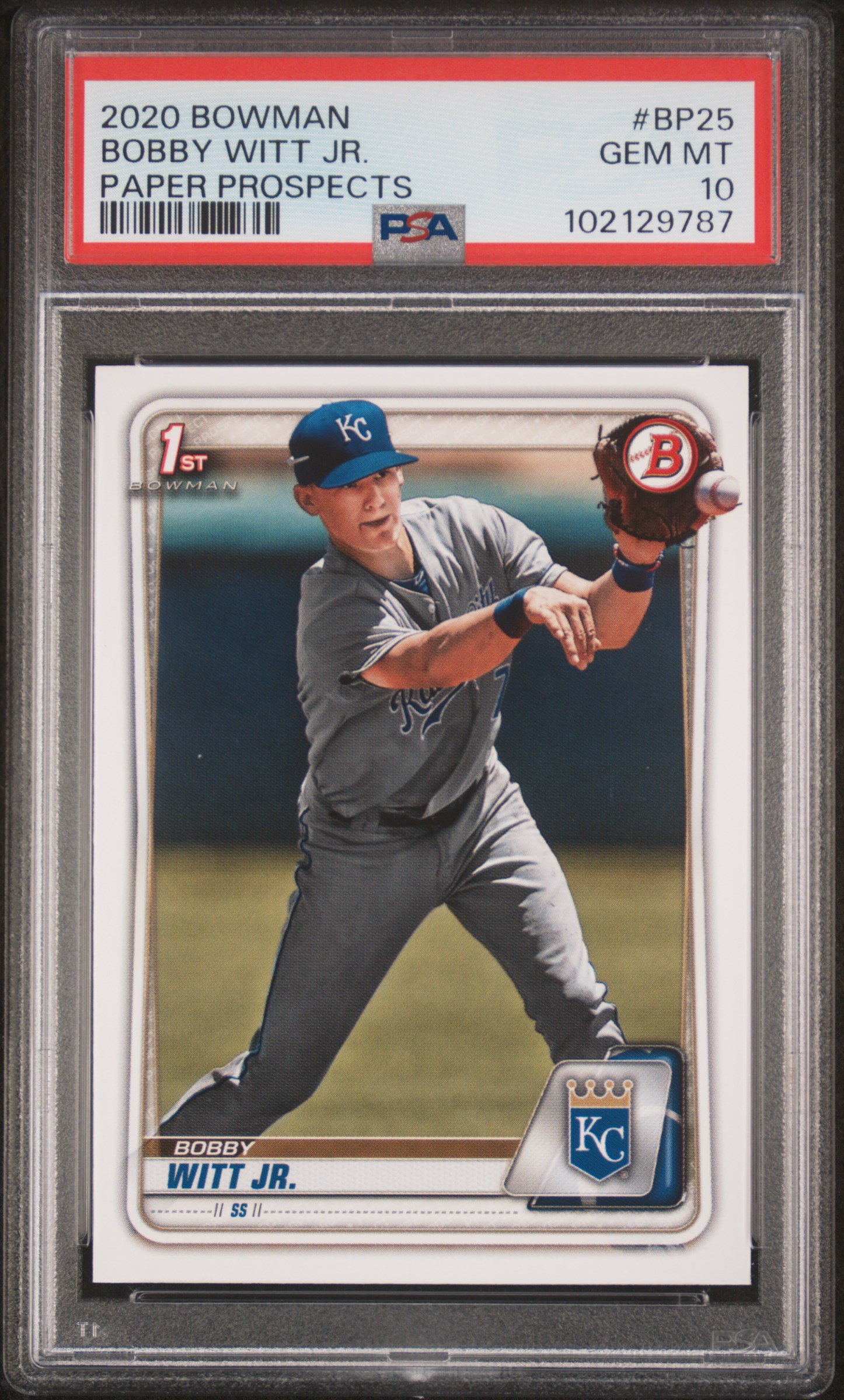 2020 Bowman Paper Prospects Bobby Witt Jr. #Bp25 (Paper Prospects) Gem Mt 10 front