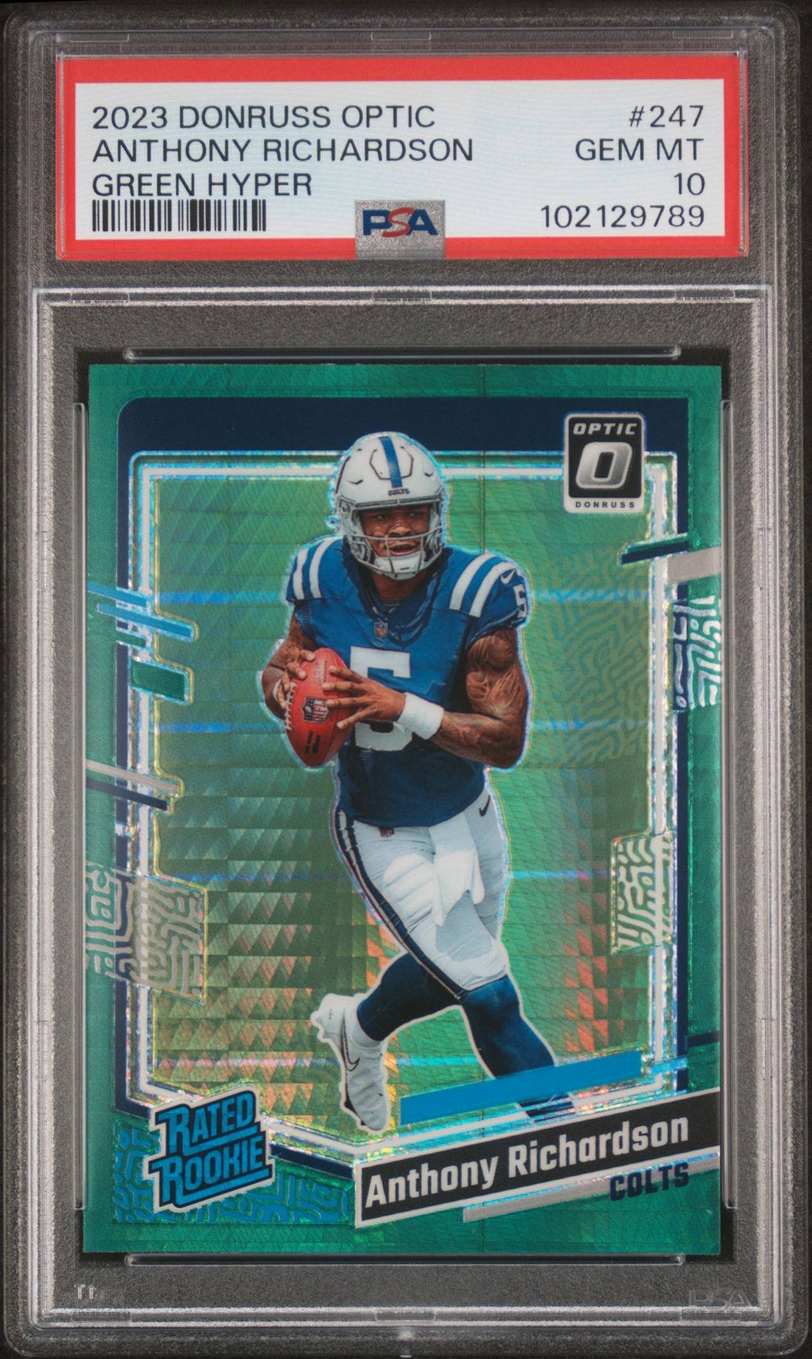 2023 Panini Donruss Optic Anthony Richardson #247 (Green Hyper) Gem Mt 10 front