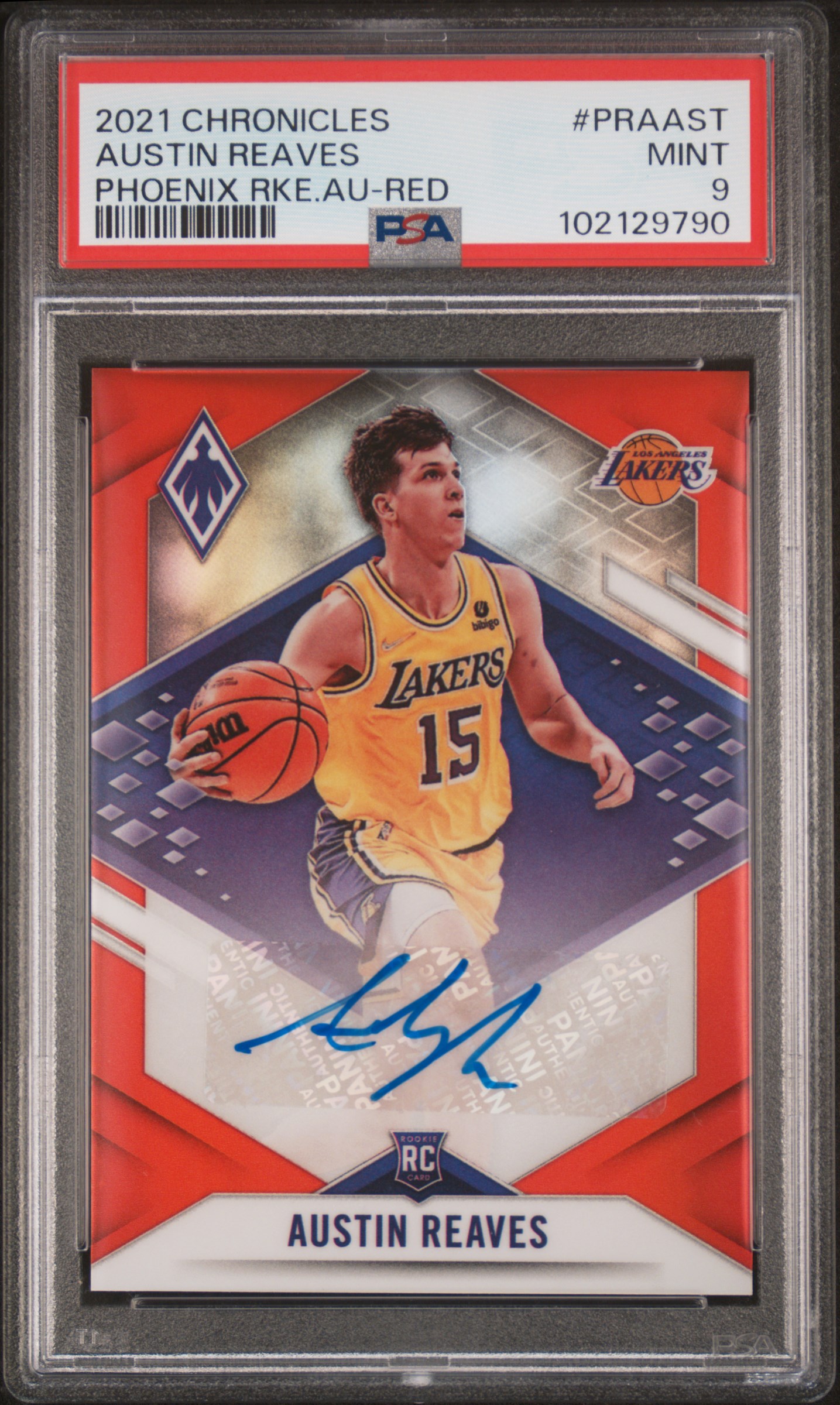 2021 Panini Chronicles Phoenix Rookie Autographs Austin Reaves #Praast (Phoenix Rke.au-Red) Mint 9 front
