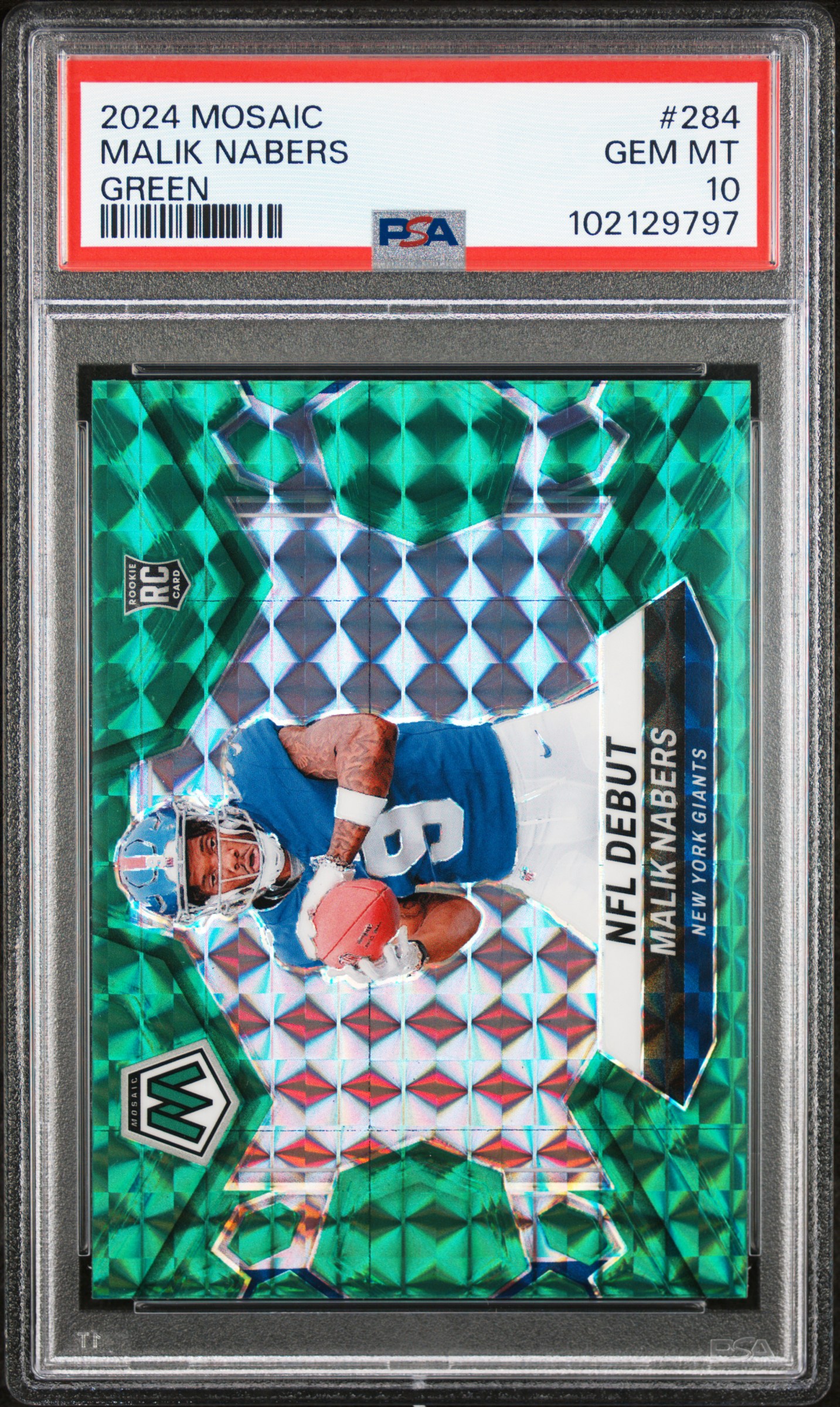 2024 Panini Mosaic Malik Nabers #284 (Green) Gem Mt 10 front