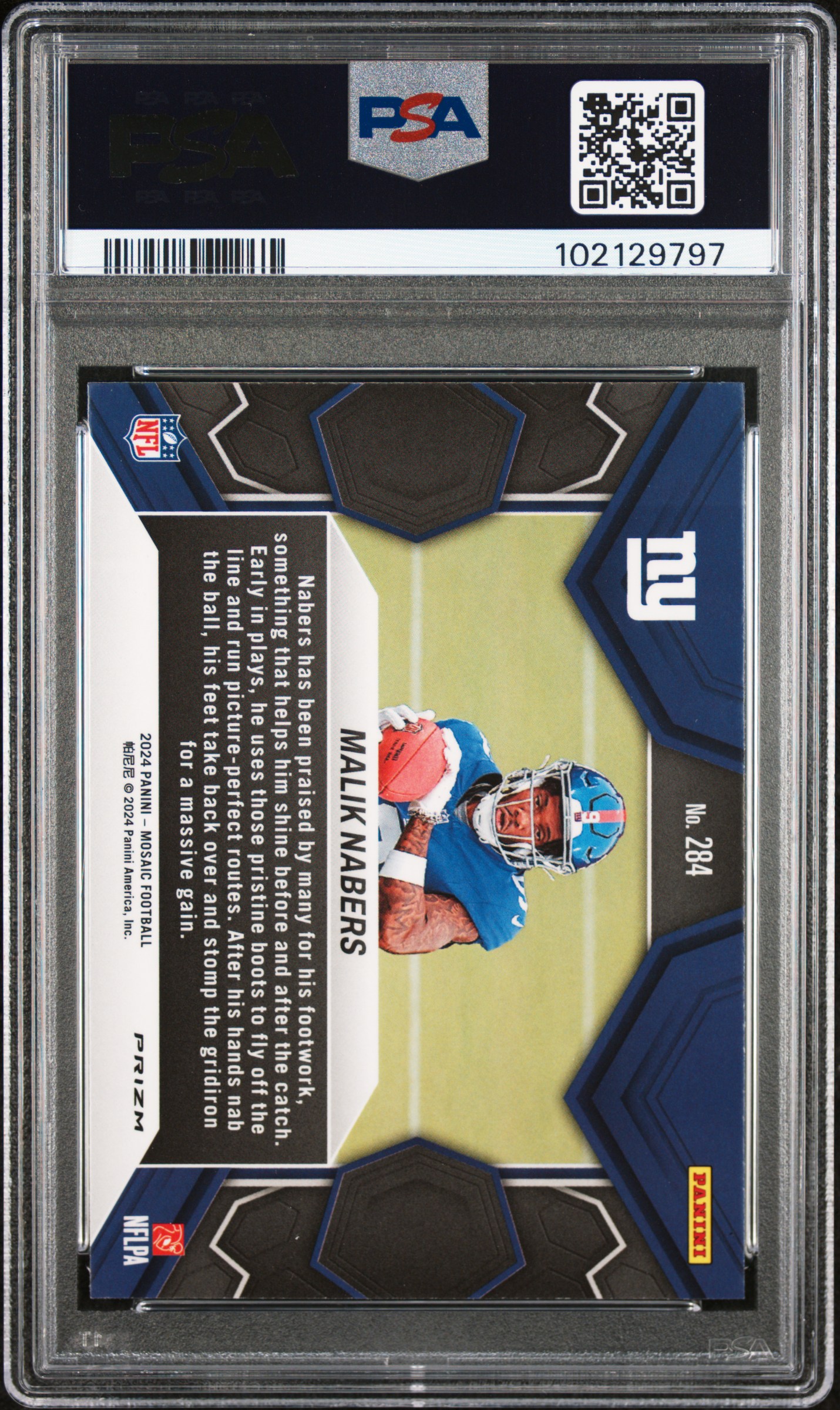 2024 Panini Mosaic Malik Nabers #284 (Green) Gem Mt 10 back