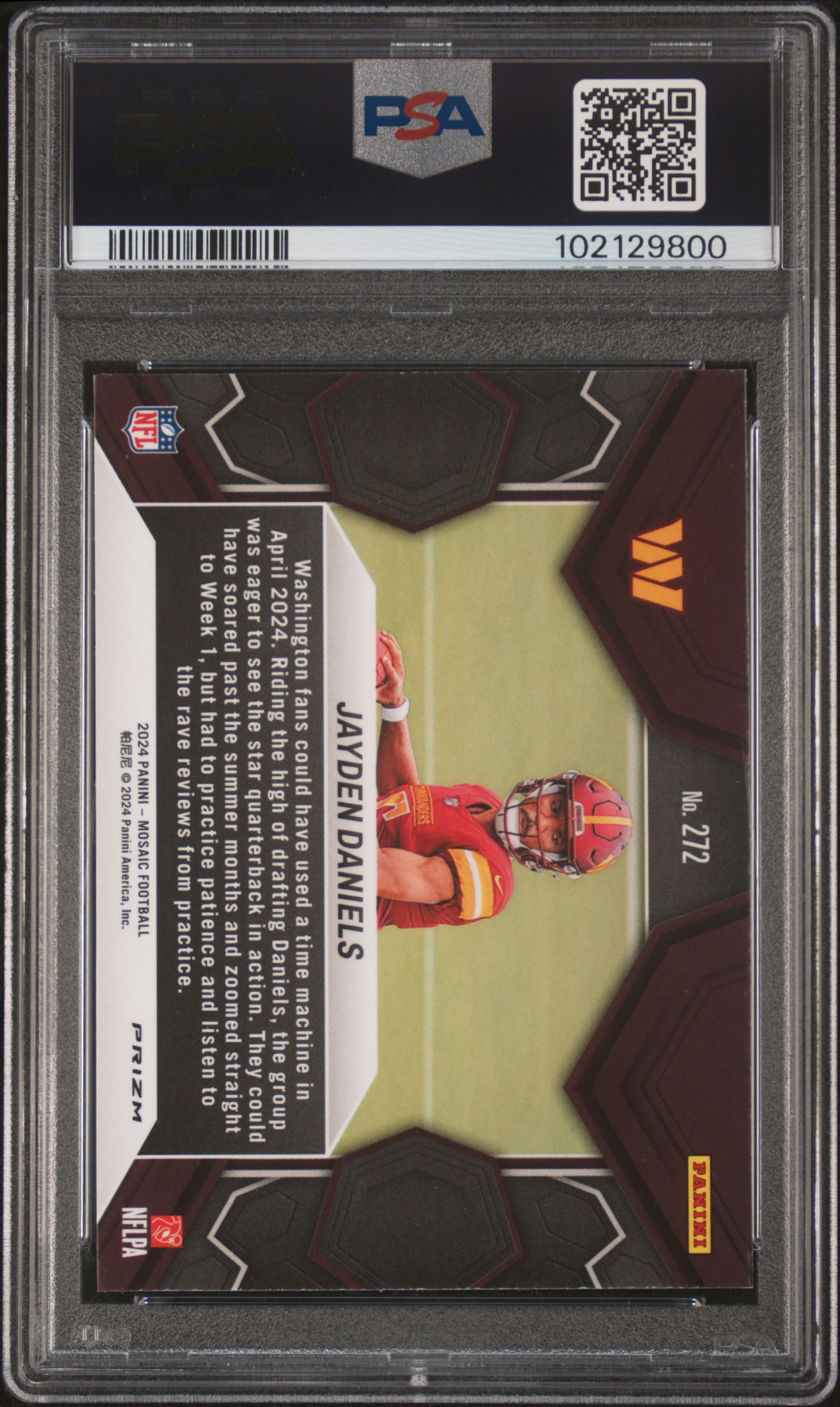 2024 Panini Mosaic Jayden Daniels #272 (Reactive Blue) Mint 9 back