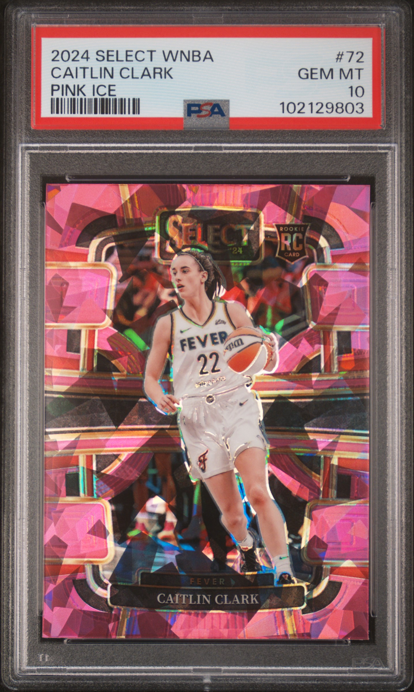2024 Panini Select Wnba Caitlin Clark #72 (Pink Ice) Gem Mt 10 front