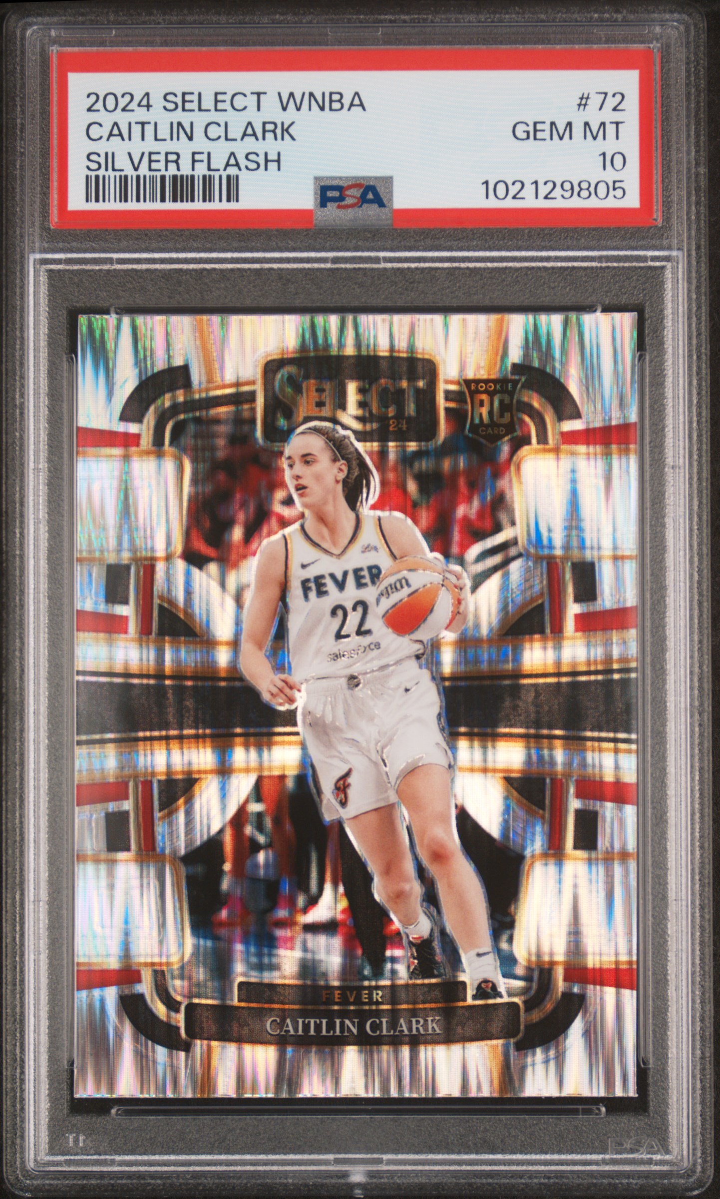2024 Panini Select Wnba Caitlin Clark #72 (Silver Flash) Gem Mt 10 front