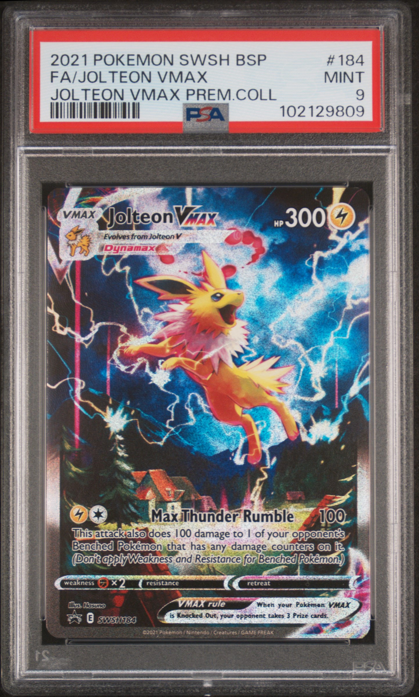 2021 Pokemon Swsh Black Star Promo Fa/Jolteon Vmax #184 (Jolteon Vmax Prem.coll) Mint 9 front