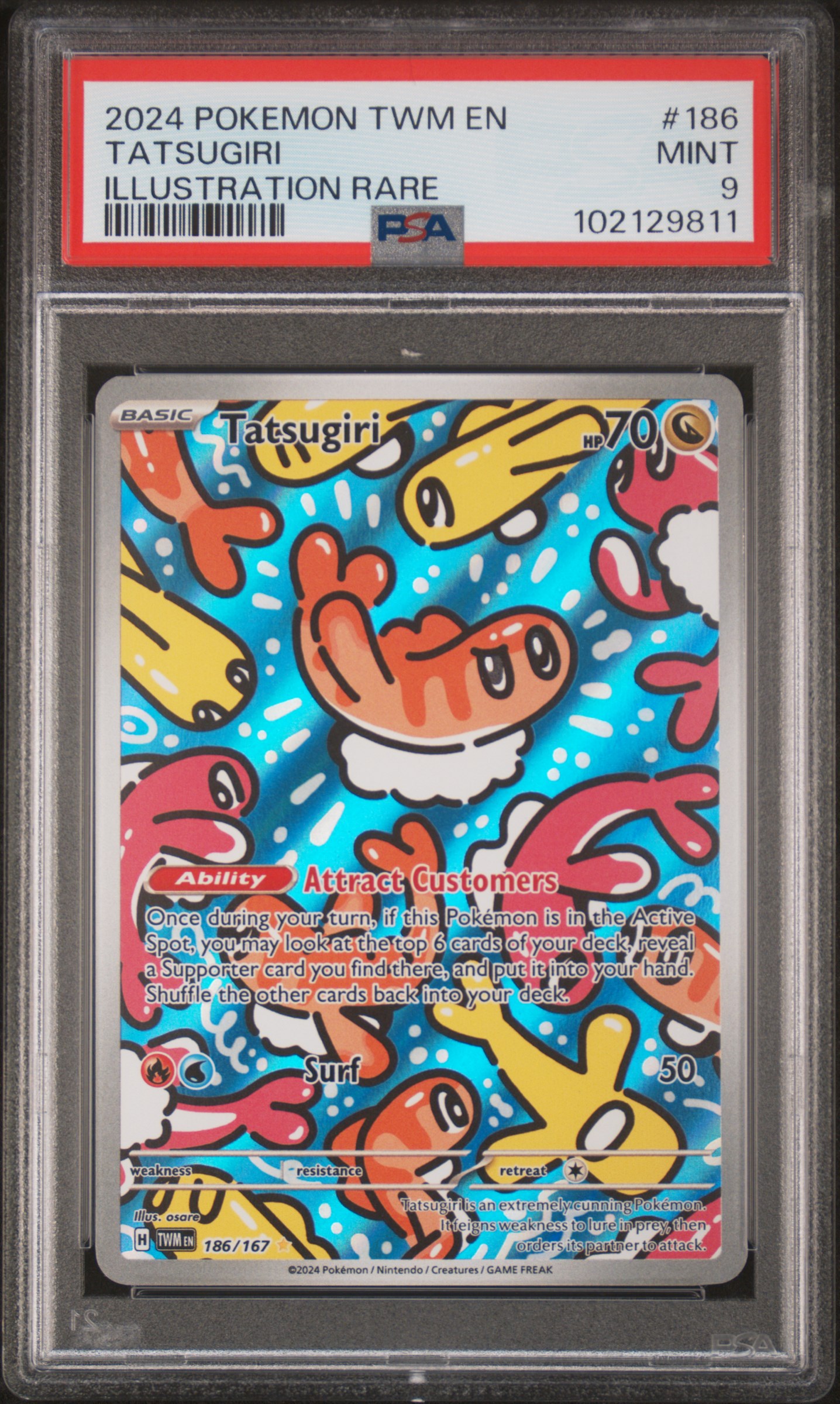 2024 Pokemon Twm En-Twilight Masquerade Tatsugiri #186 (Illustration Rare) Mint 9 front