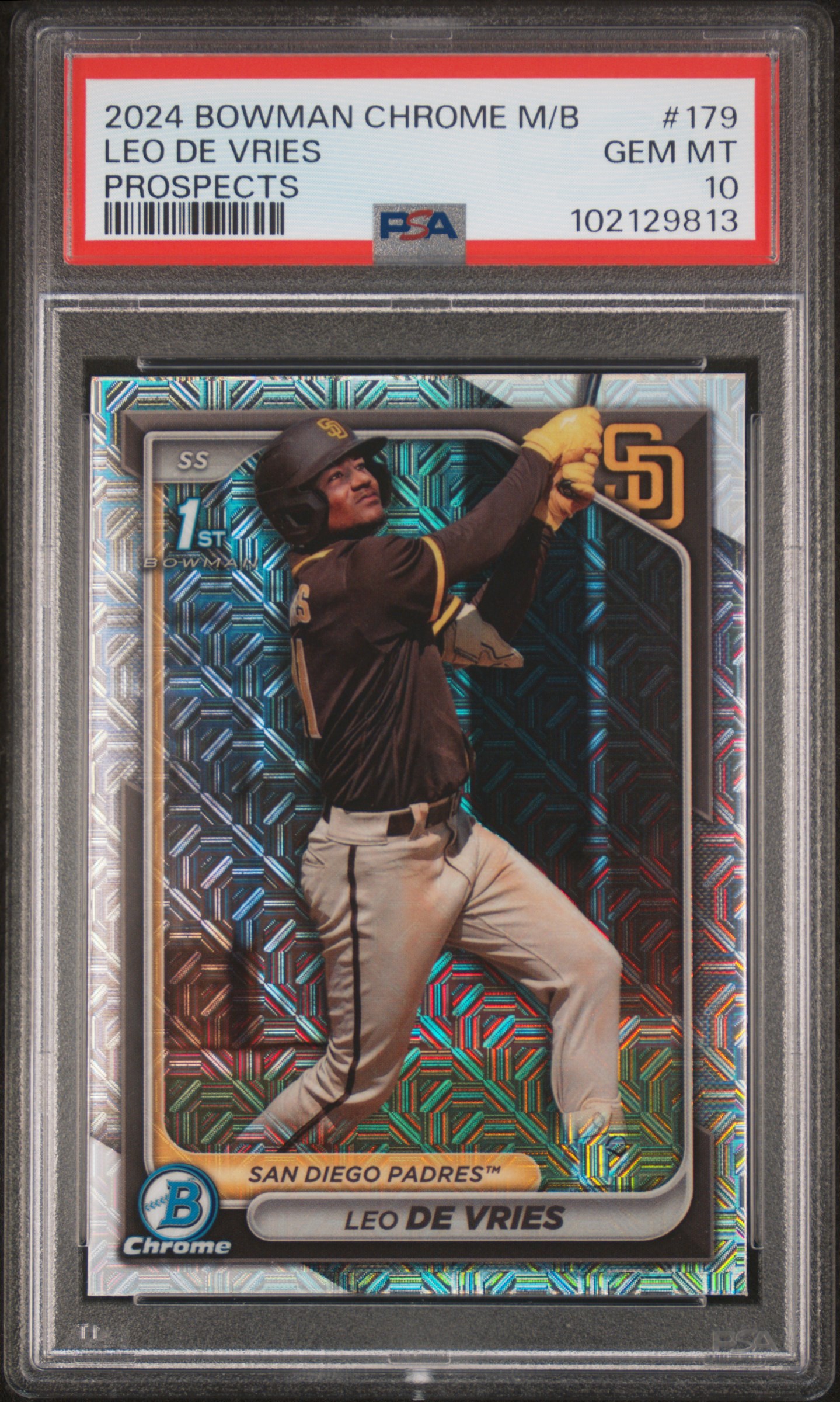 2024 Bowman Mega Box Chrome Prospects Leo De Vries #179 (Prospects) Gem Mt 10 front