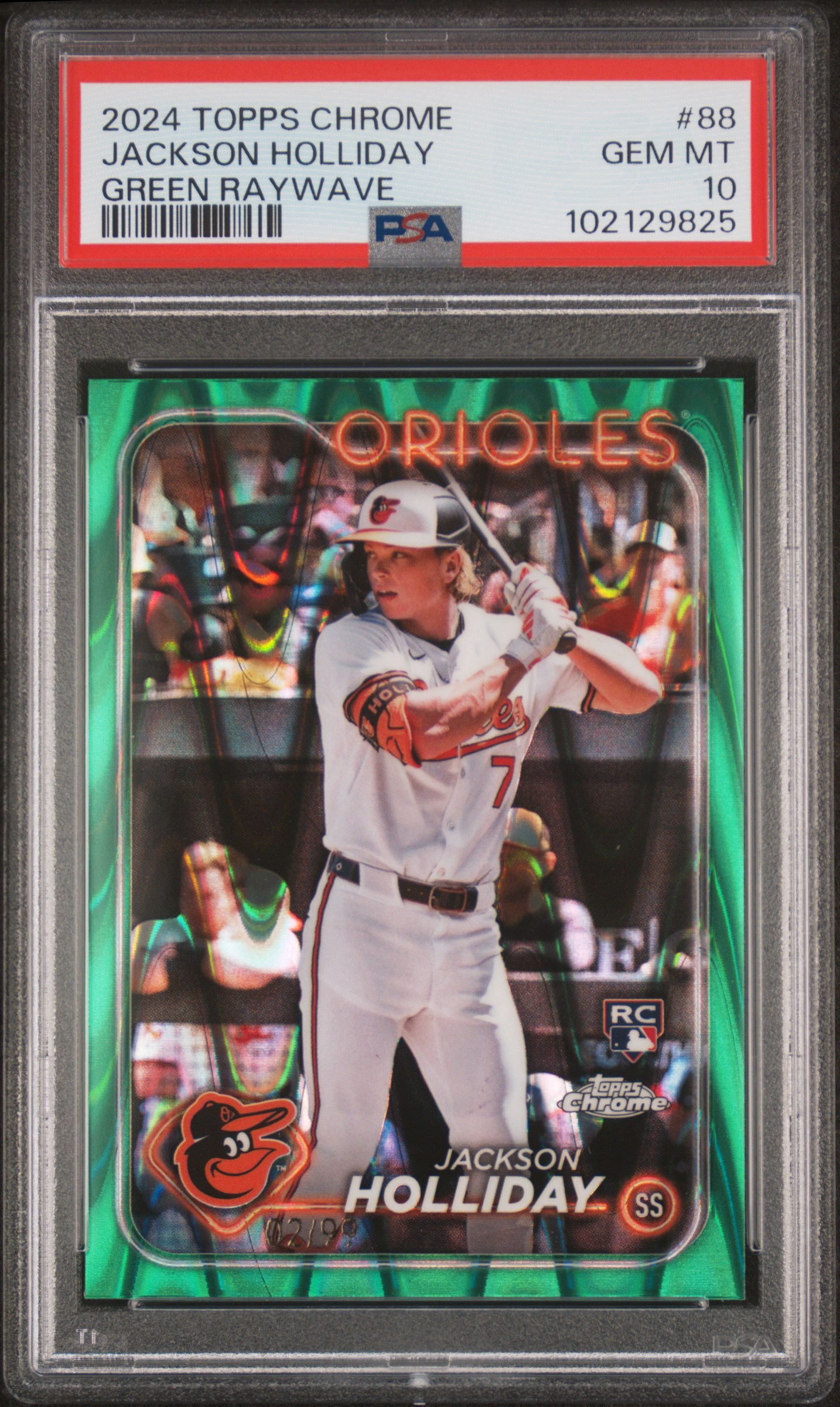 2024 Topps Chrome Jackson Holliday #88 (Green Raywave) Gem Mt 10 front