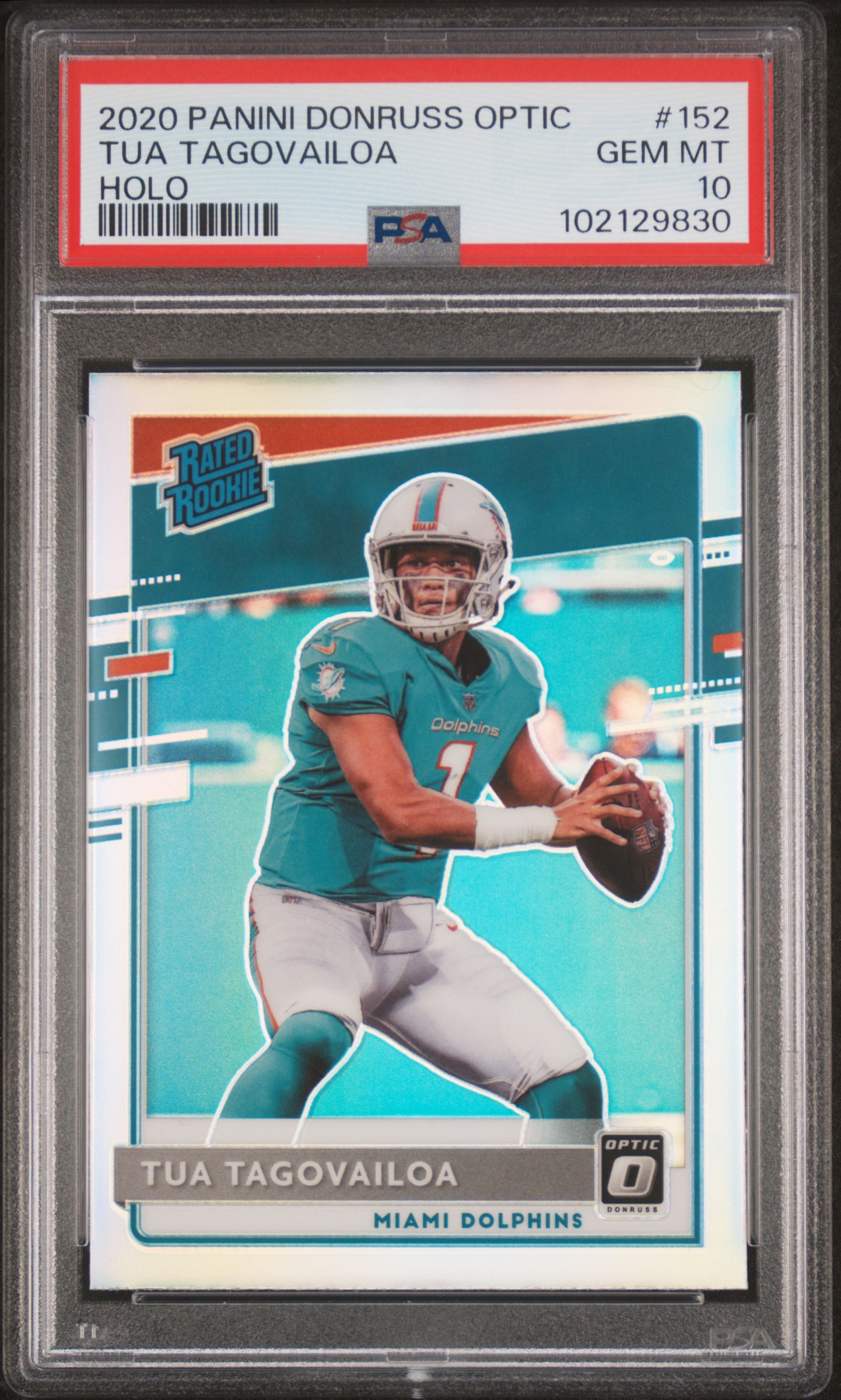2020 Panini Donruss Optic Tua Tagovailoa #152 (Holo) Gem Mt 10 front