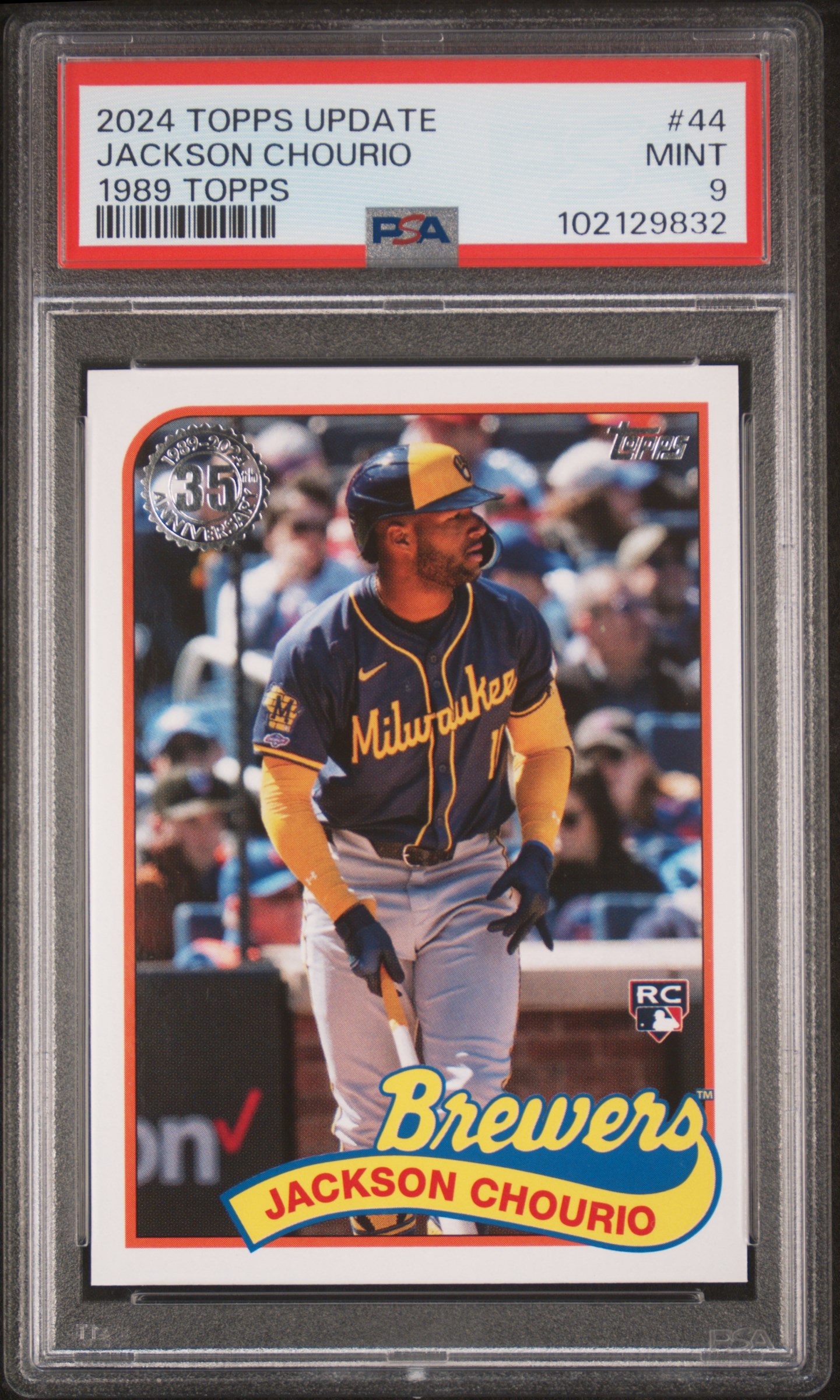 2024 Topps Update 1989 Topps Baseball Jackson Chourio #44 Mint 9 front