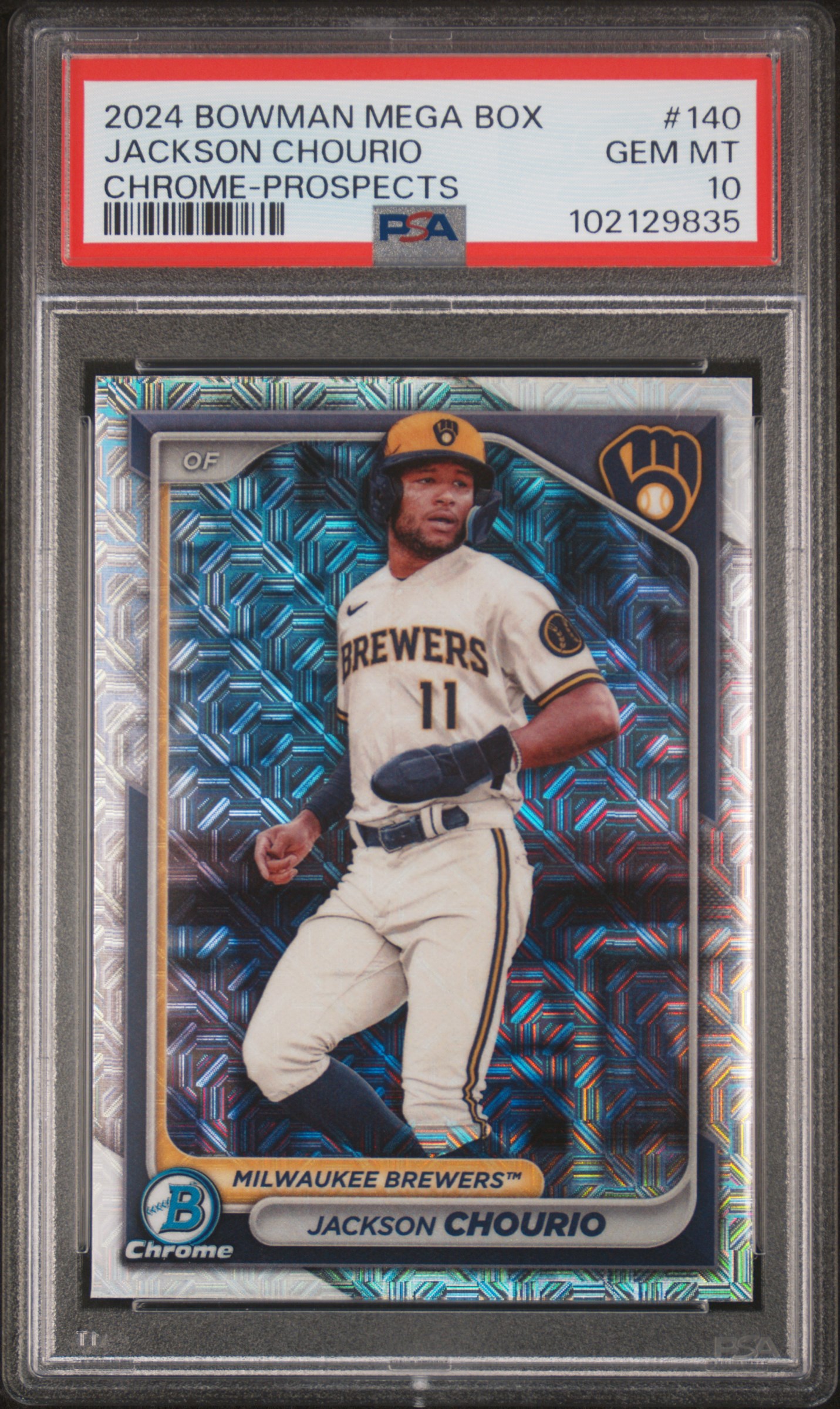 2024 Bowman Mega Box Chrome Prospects Jackson Chourio #140 Gem Mt 10 front