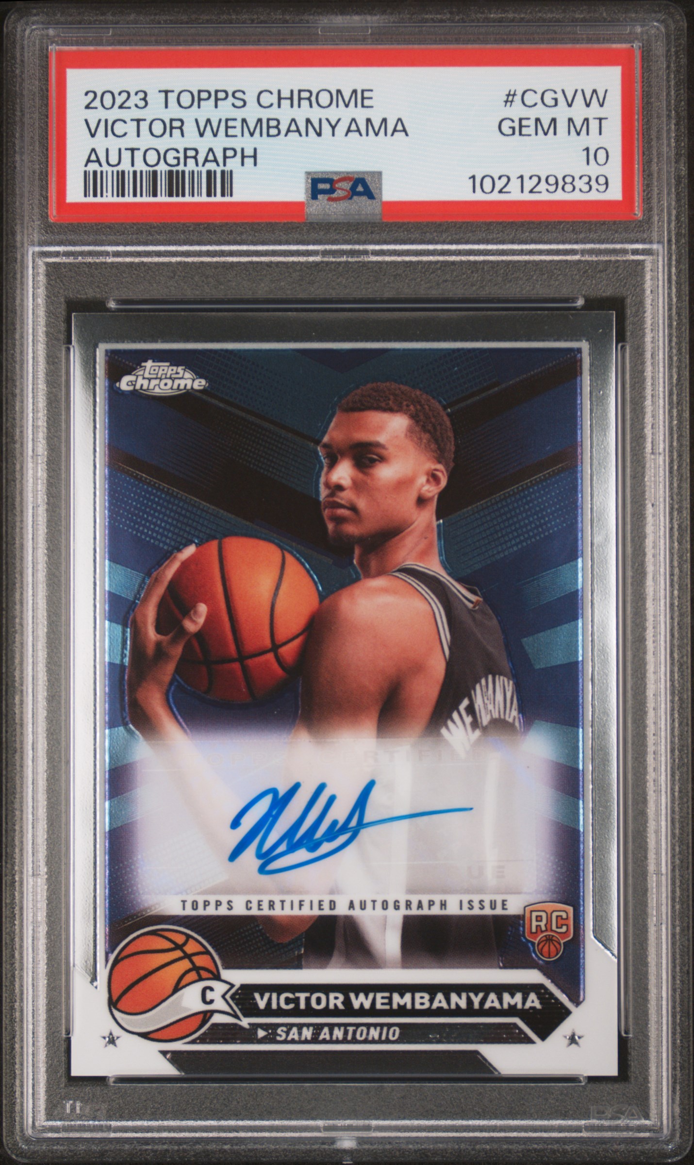 2023 Topps Chrome Topps Chrome Autographs Victor Wembanyama #Cgvw (Autograph) Gem Mt 10 front