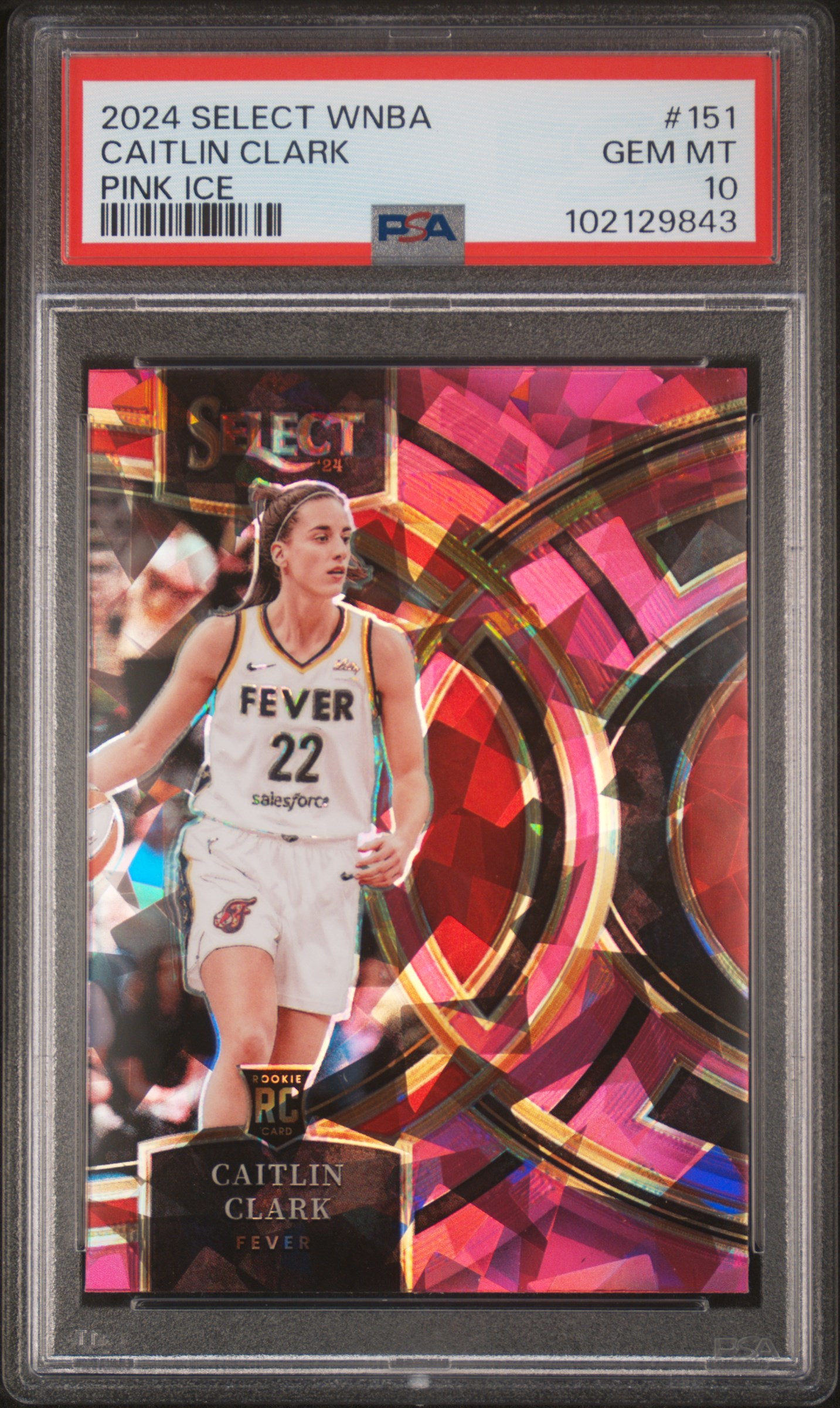 2024 Panini Select Wnba Caitlin Clark #151 (Pink Ice) Gem Mt 10 front