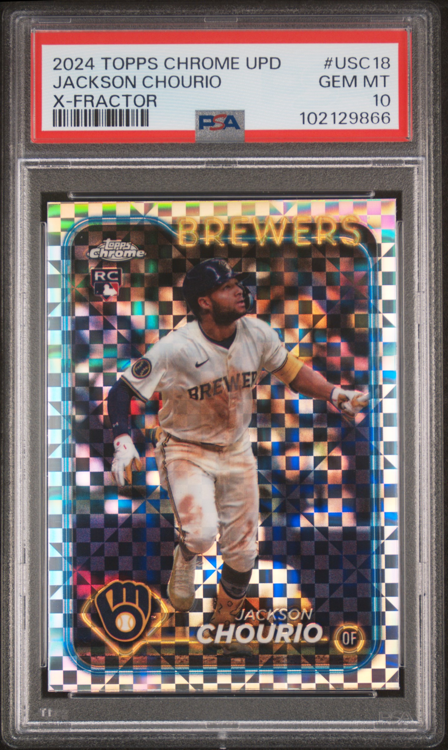 2024 Topps Chrome Update Jackson Chourio #Usc18 (X-Fractor) Gem Mt 10 front