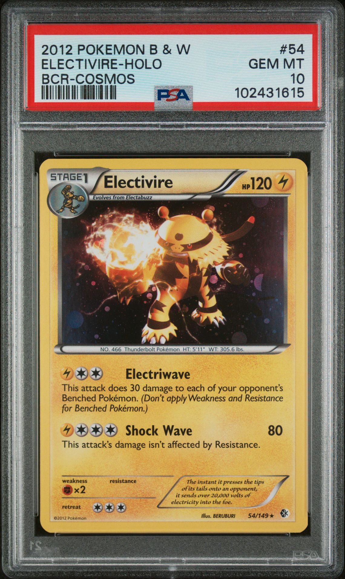 2012 Pokemon POKEMON BLACK & WHITE BOUNDARIES CROSSED BCR-COSMOS #54 Electivire-Holo front