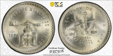 1980/79-Mo Onza KM-M49b.5  Ag MS66