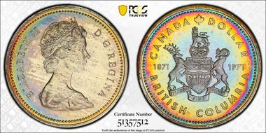 1971 S$1 British Columbia Ag SP67