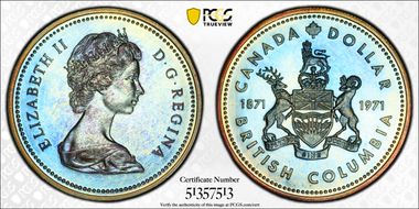 1971 S$1 British Columbia Ag SP68
