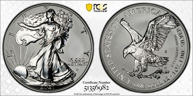 2021-S $1 Silver Eagle Rev PR - Type 2 Designer Edition PR69