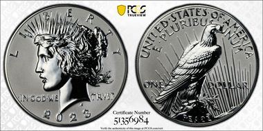 2023-S $1 Peace Dollar Rev PR Two-Coin Reverse Proof Set PR70