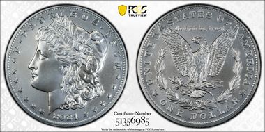 2021-CC Privy $1 Morgan Dollar 100th Anniversary MS70