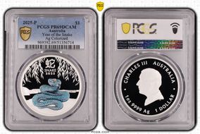 2025-P $1 Year of the Snake 1oz Ag Colorized PR69DCAM