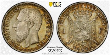 1887 1 Fr With period MS66