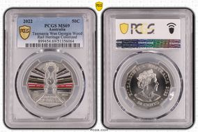 2022 50C Tasmania Wee Georgie Wood Rail Heritage Colorized MS69