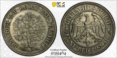 1927-A 5 Mk Oak Tree J-331 MS63