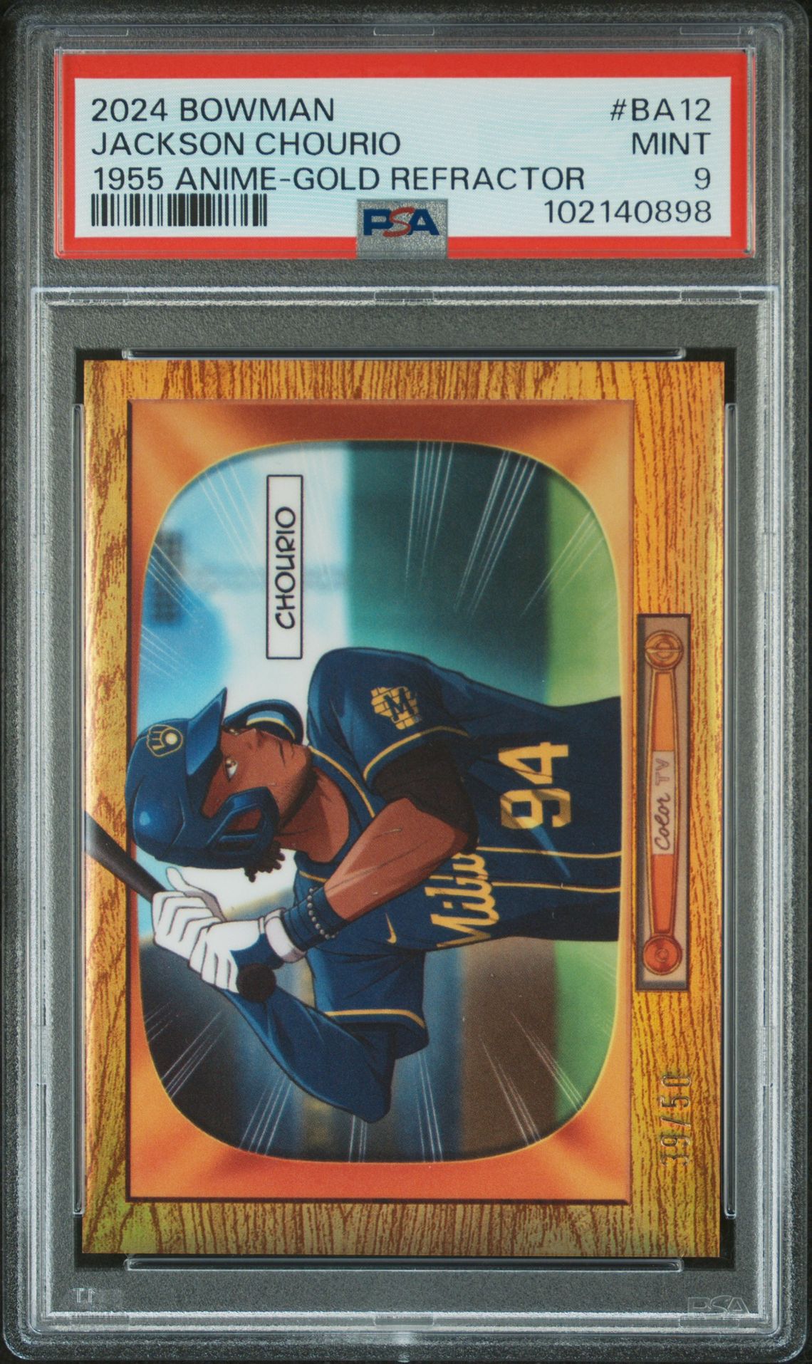 2024 Bowman BOWMAN 1955 BOWMAN ANIME 1955 ANIME-GOLD REFRACTOR #BA12 Jackson Chourio front
