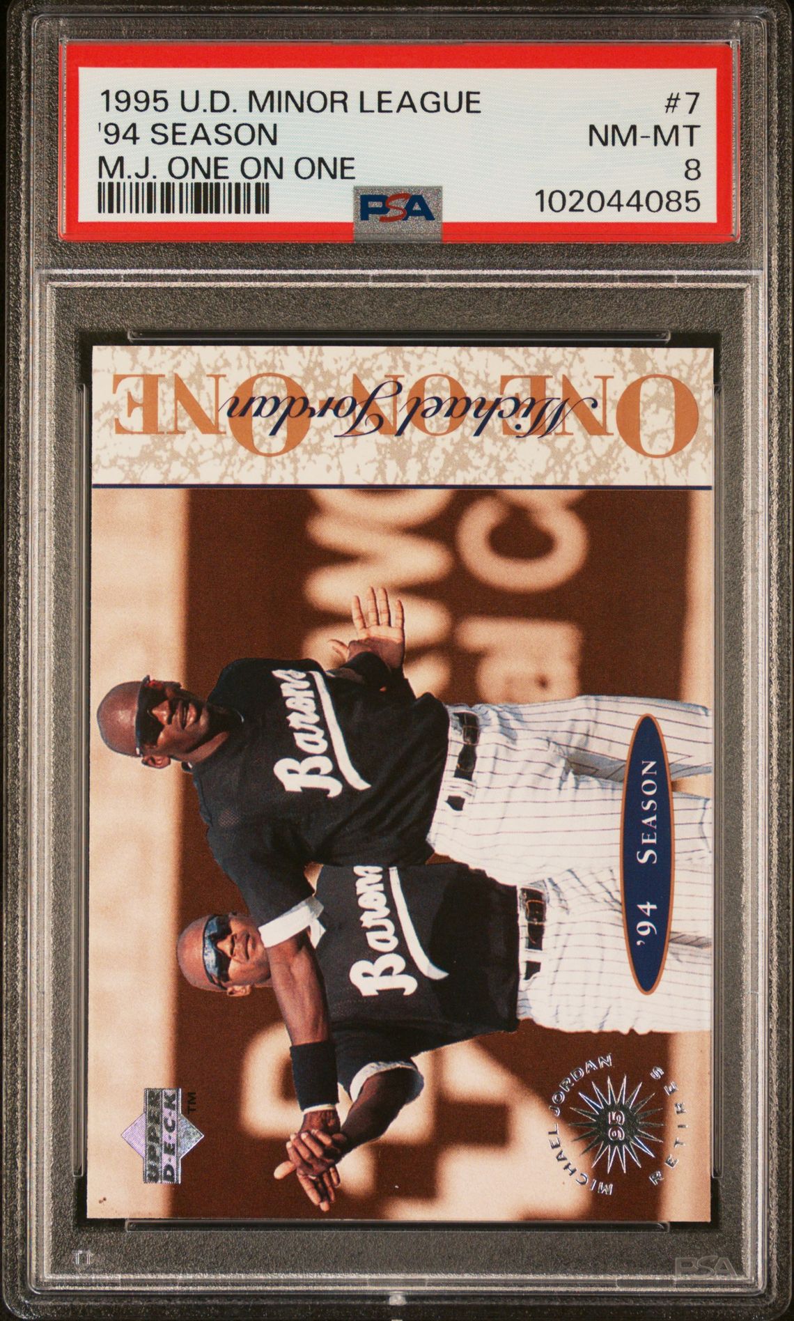 1995 Upper Deck Minor League M.j. One On One '94 Season #7 (M.j. One On One) Nm-Mt 8 front