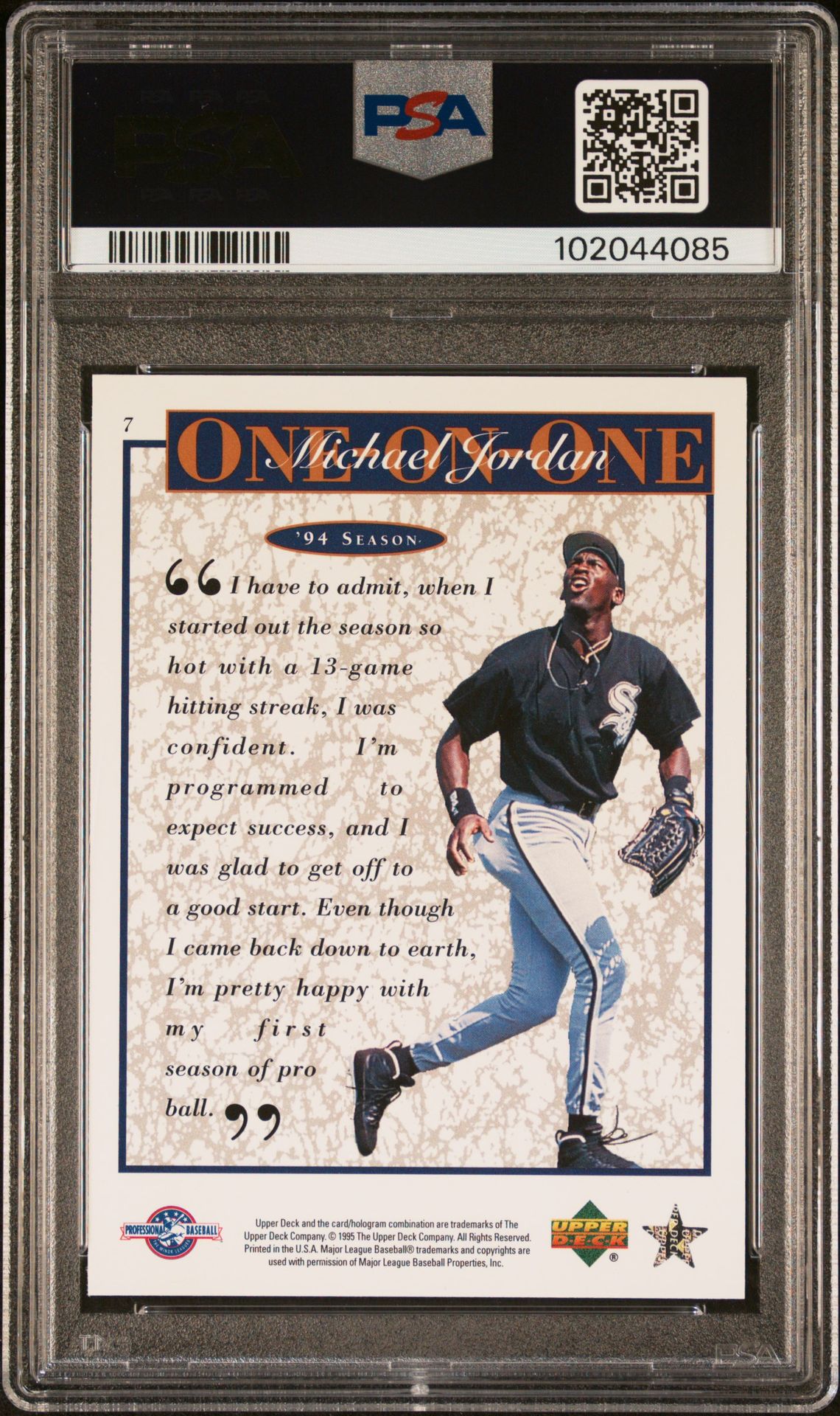 1995 Upper Deck Minor League M.j. One On One '94 Season #7 (M.j. One On One) Nm-Mt 8 back